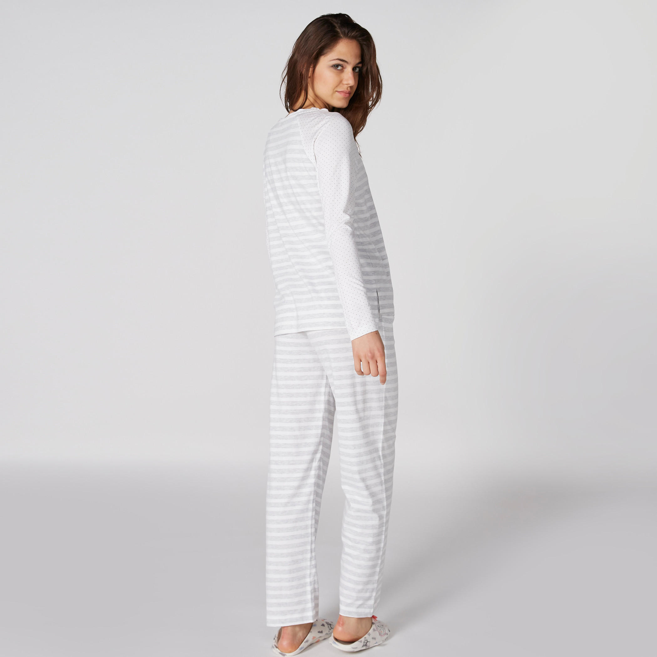 طقم بنطال بيجاما وتيشيرت مقلم بأكمام طويلة-women-clothing-nightwear-pyjamas-longsets-image-2
