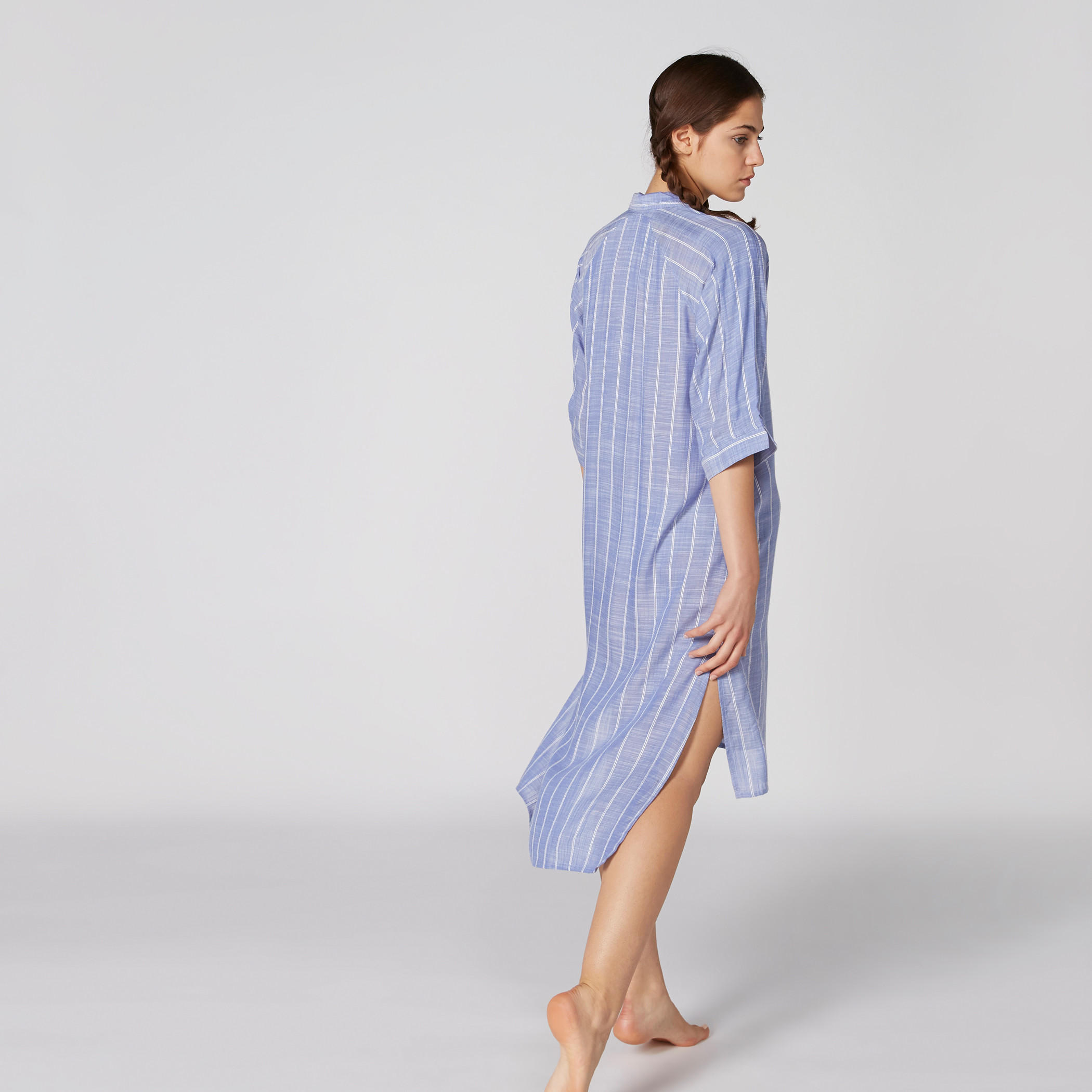 قميص نوم مقلّم بأكمام 3/4 وحوّاف غير مستوية-women-clothing-nightwear-nighties-image-2