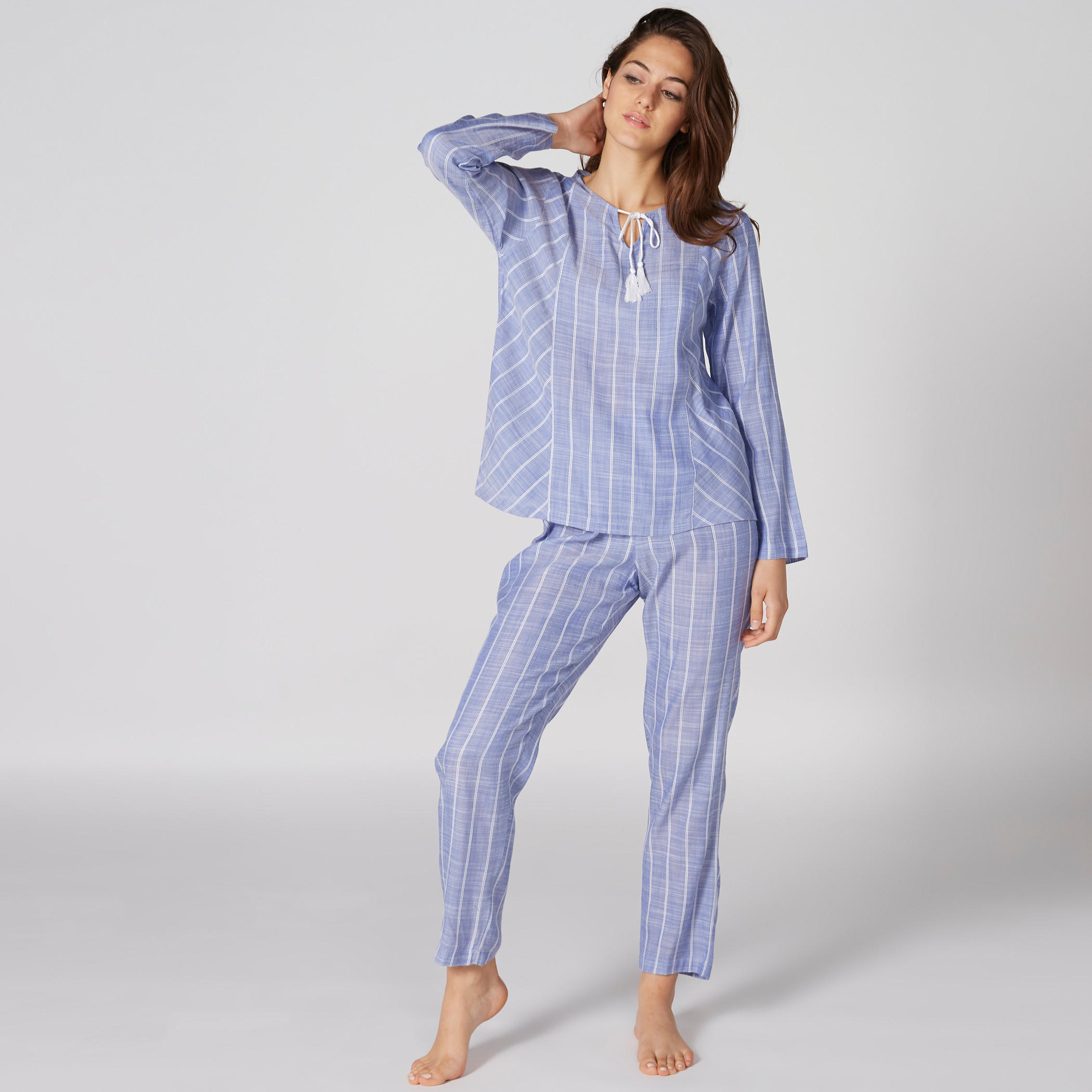 Striped Top and Pyjama Set-women-clothing-nightwear-pyjamas-longsets-image-2