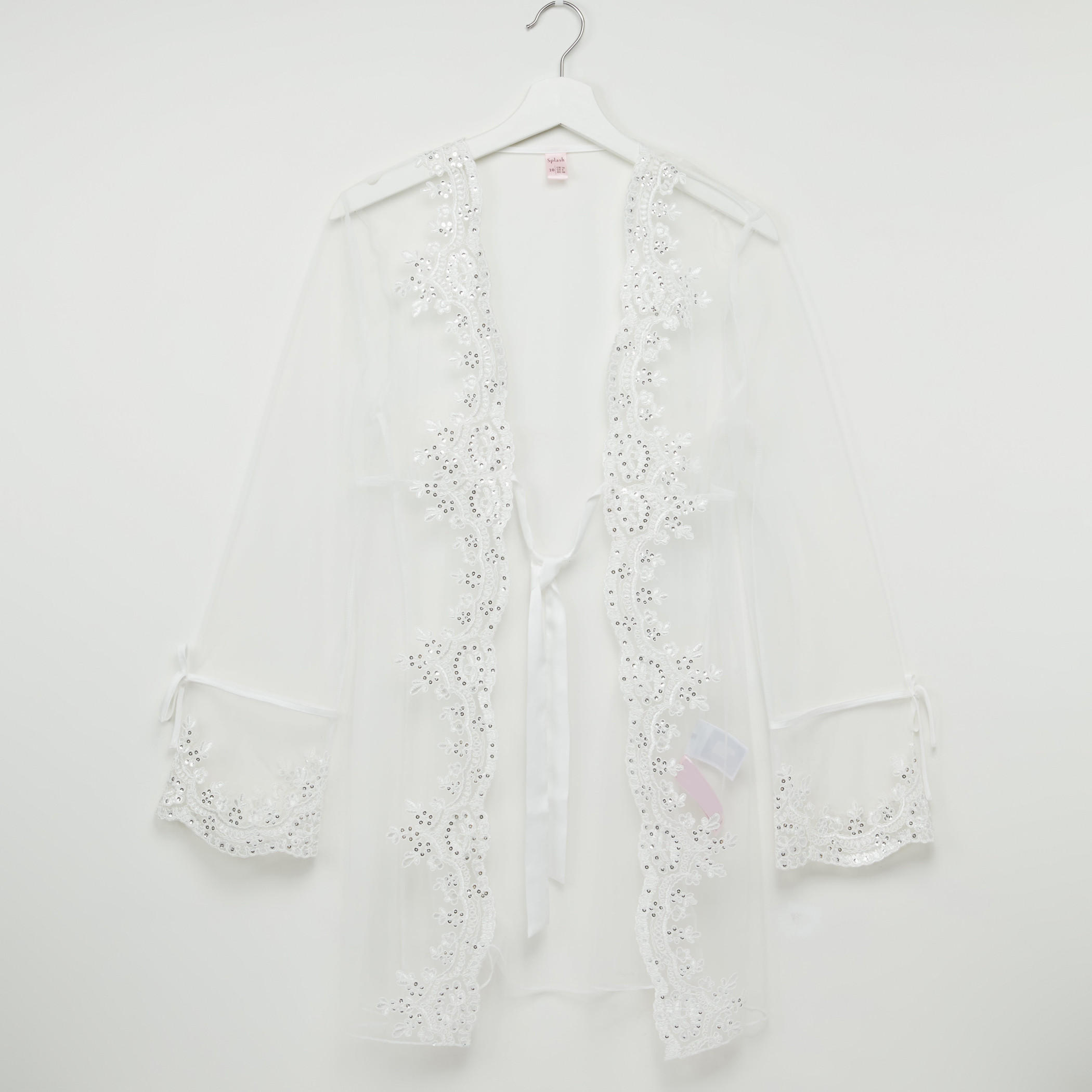 روب مزيّن بأكمام طويلة ورباط-women-clothing-nightwear-robes-image-1