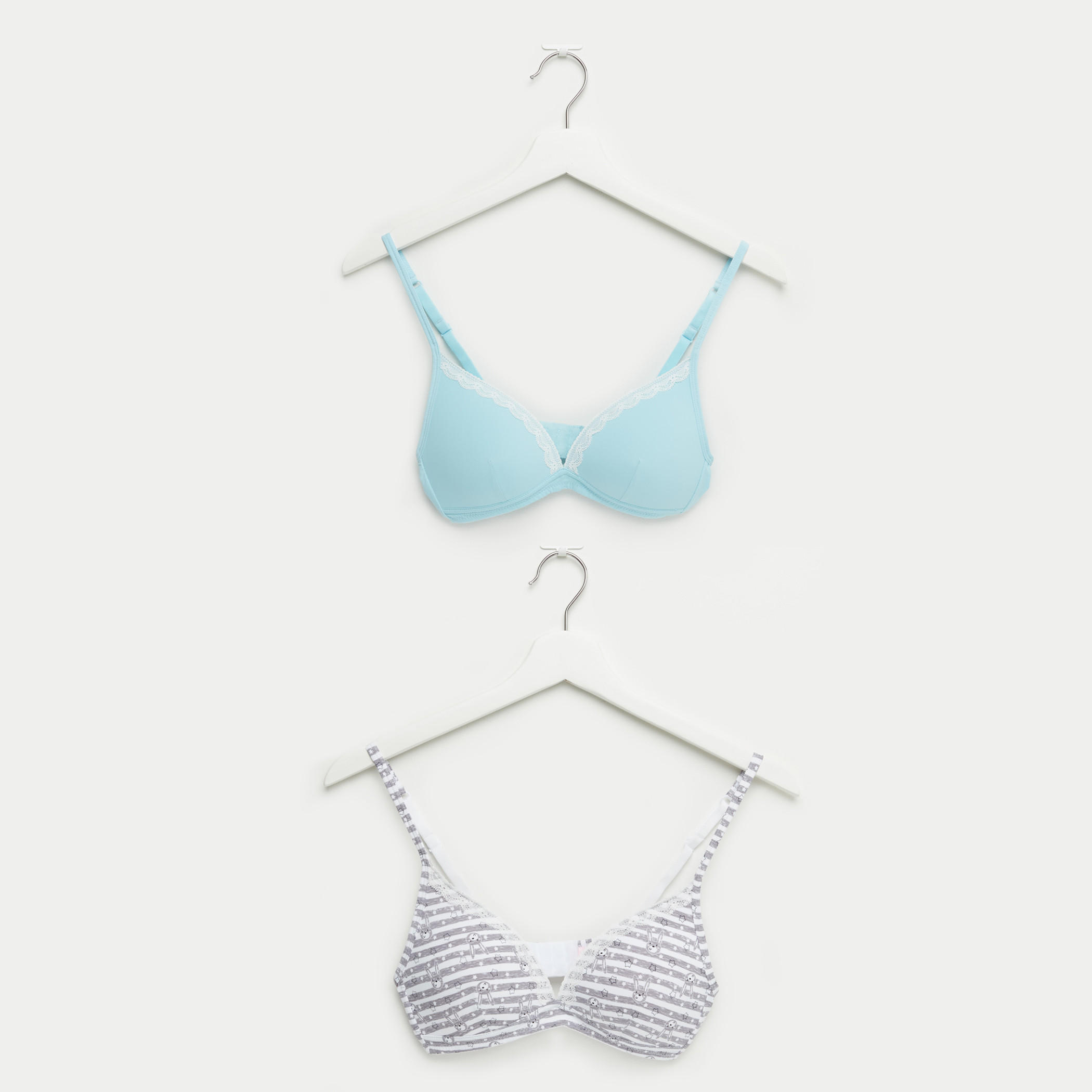 صدريّة مبطّنة بتفاصيل دانتيل ومشبك إغلاق ناعم - طقم من قطعتين-women-clothing-lingerie-bras-image-1
