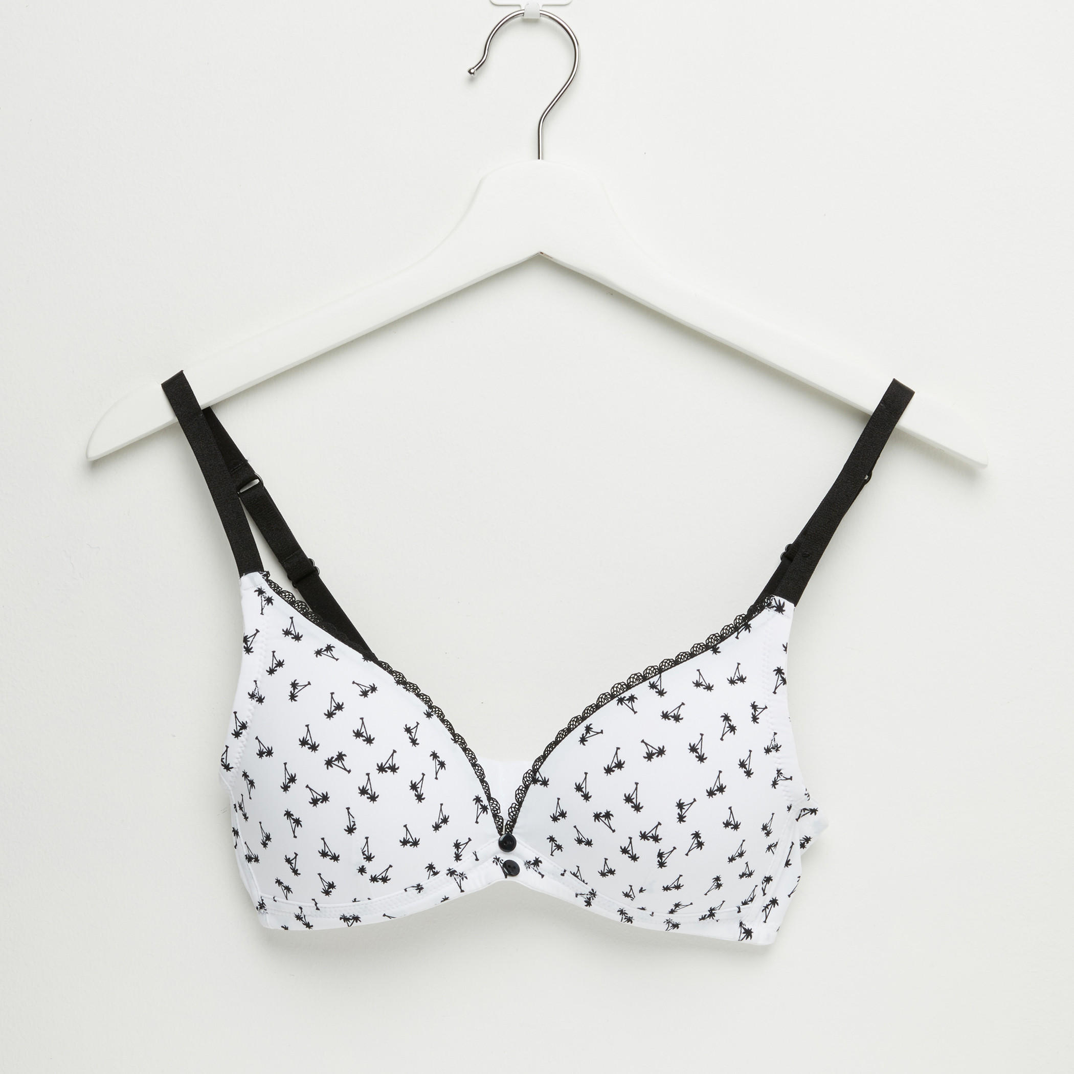 صدريّة تيشيرت مبطّنة بتفاصيل دانتيل ومشبك إغلاق ناعم - طقم من قطعتين-women-clothing-lingerie-bras-image-2