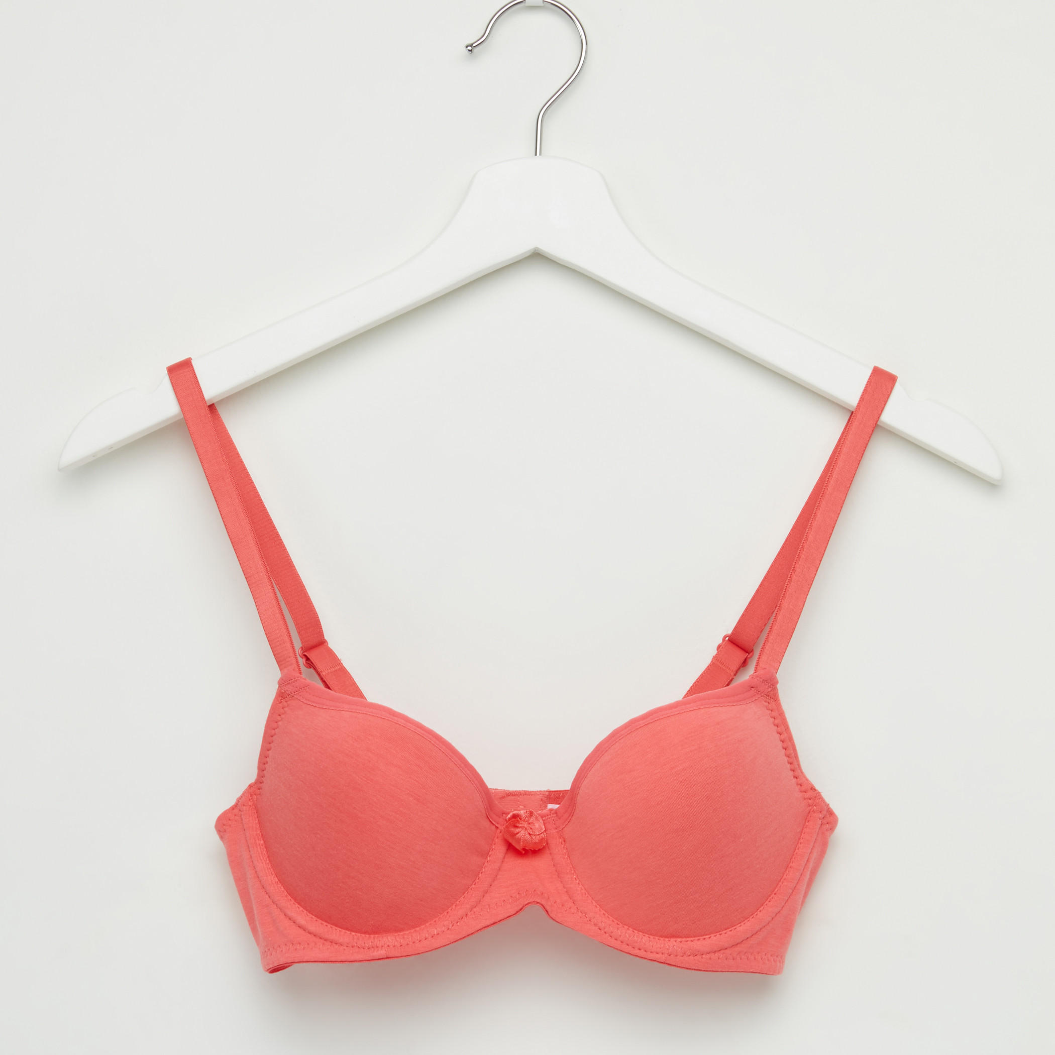 Padded Plunge Bra with Adjustable Straps and Bow Detail-women-clothing-lingerie-bras-image-1