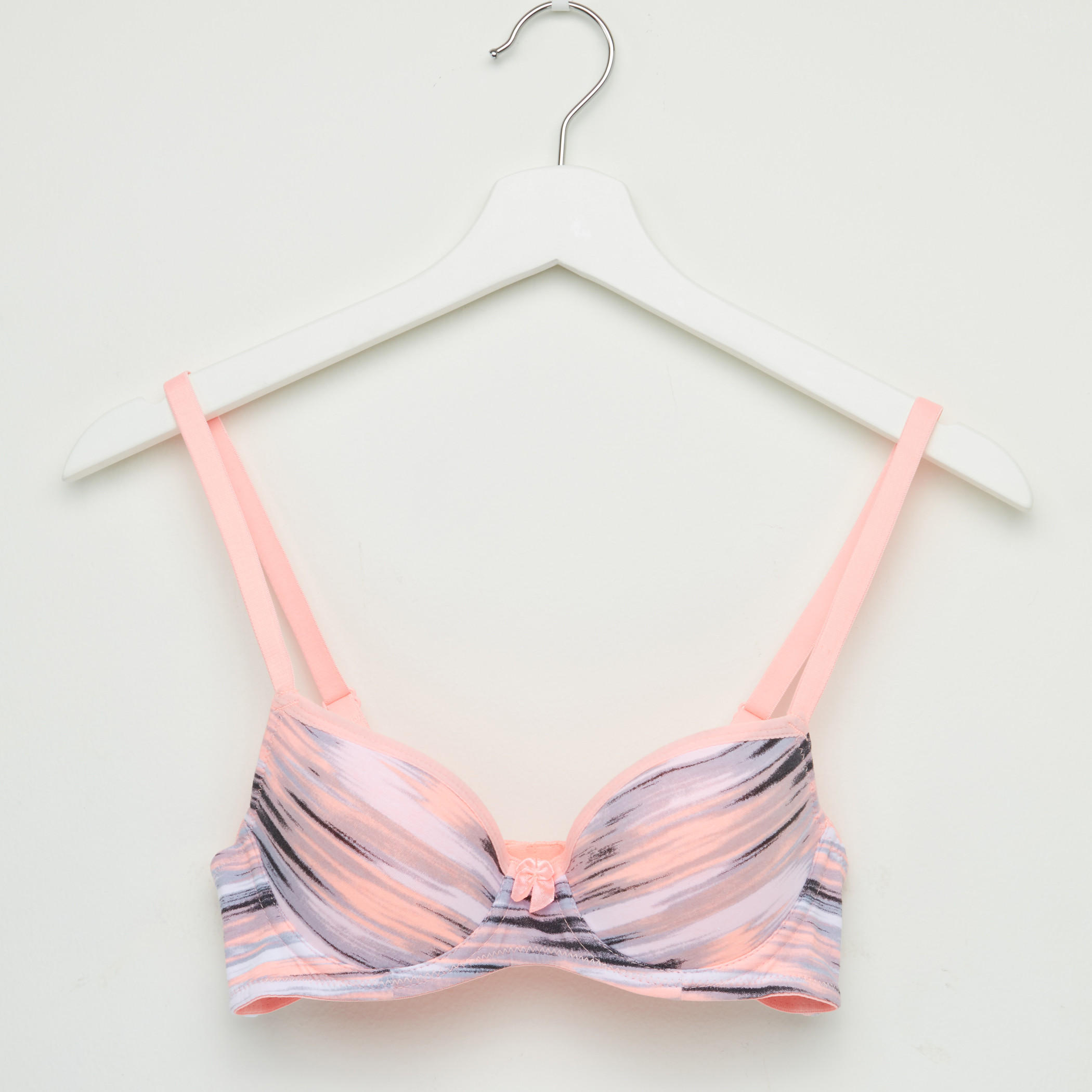Printed Bra with Hook and Eye Closure and Adjustable Straps-women-clothing-lingerie-bras-image-1