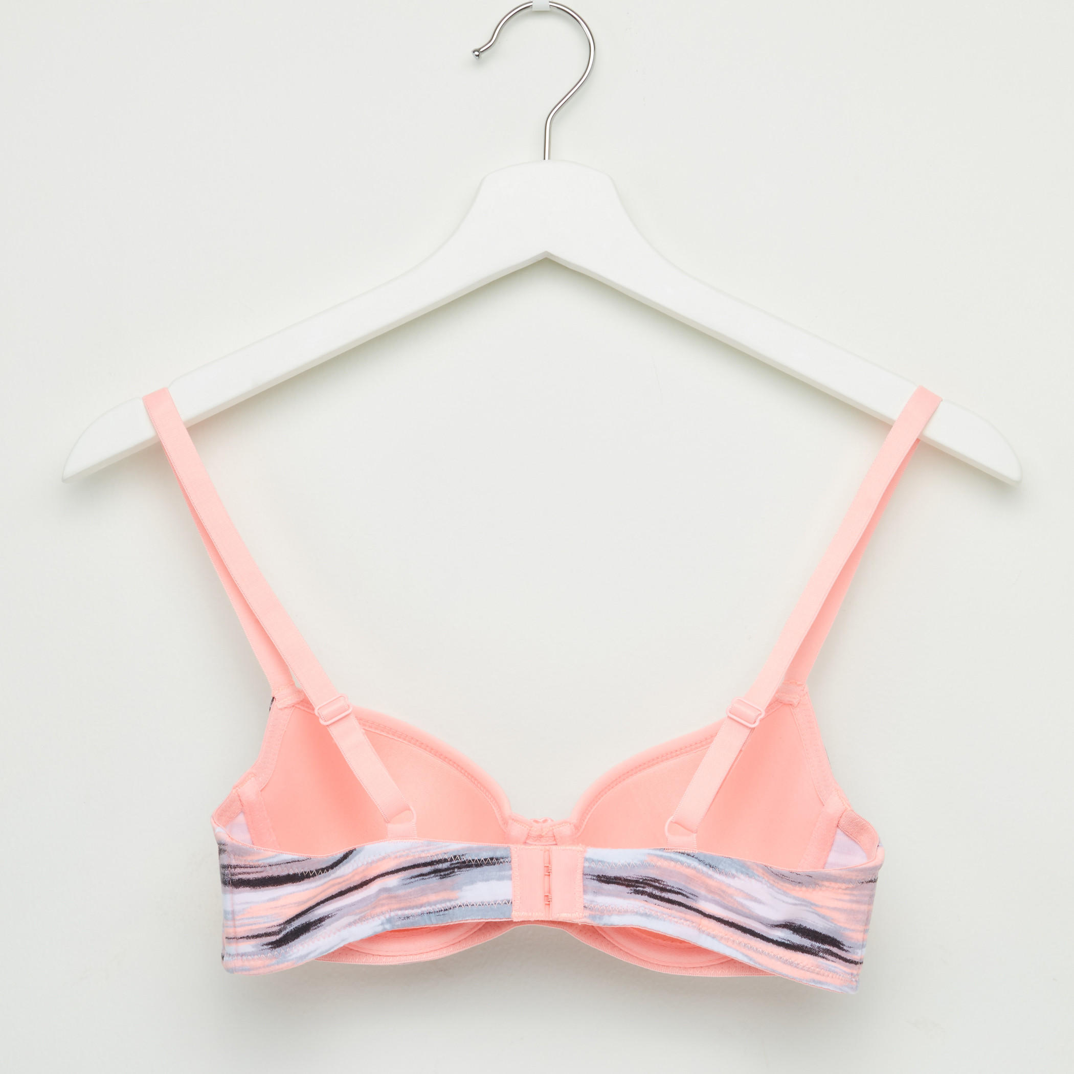 Printed Bra with Hook and Eye Closure and Adjustable Straps-women-clothing-lingerie-bras-image-2