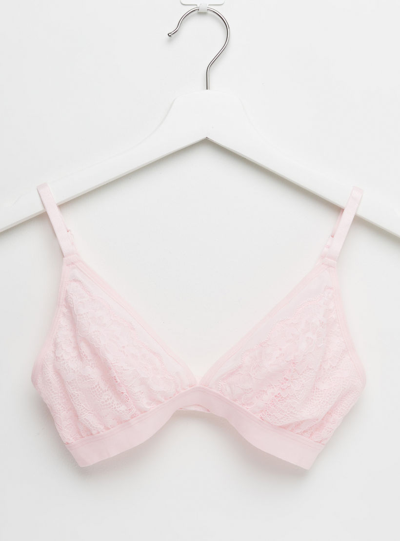 صدريّة بحمّالات قابلة للتعديل وتفاصيل دانتيل - طقم من قطعتين-women-clothing-lingerie-bras-image-4