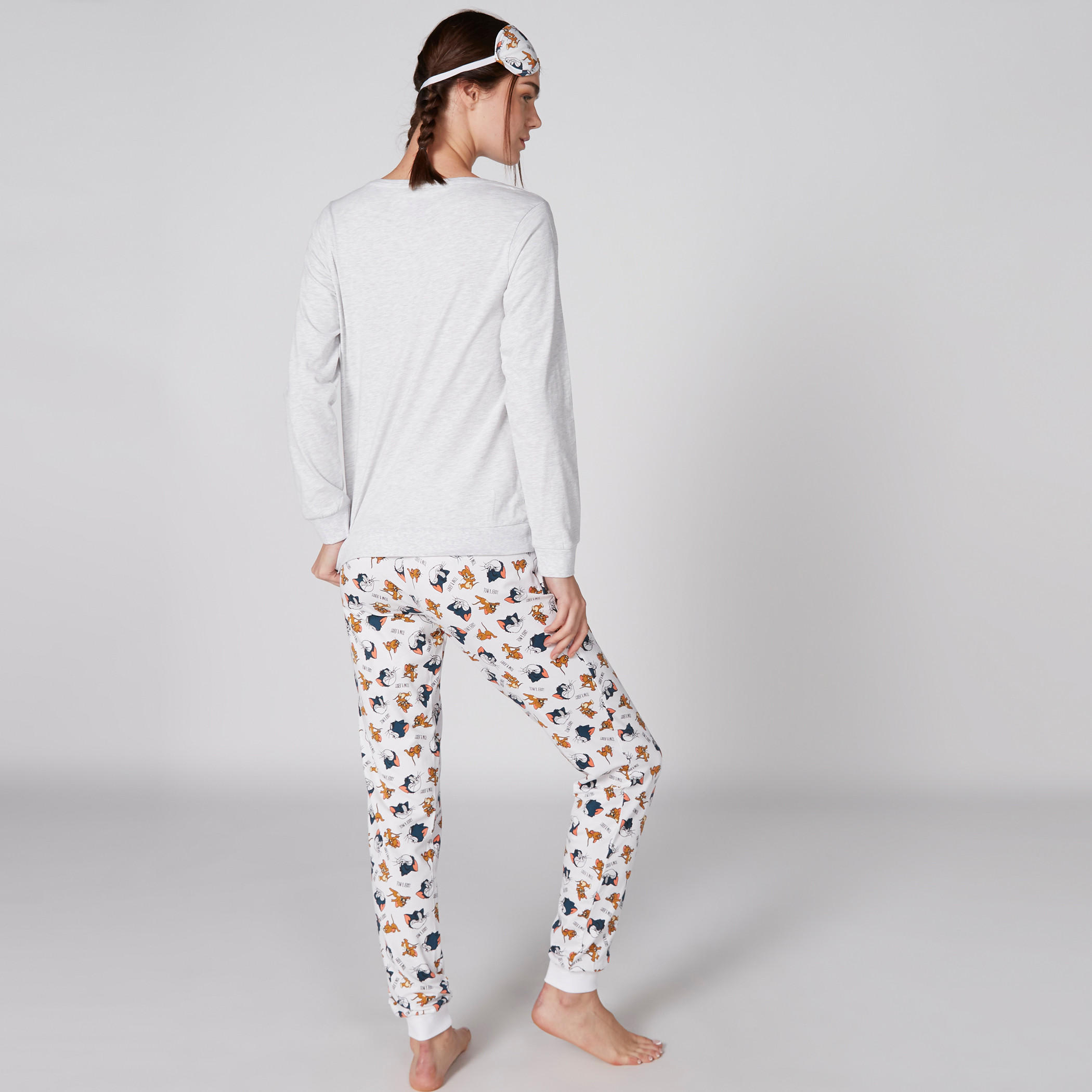 Tom and Jerry Printed T-Shirt and Pyjama Set-women-clothing-nightwear-pyjamas-longsets-image-2