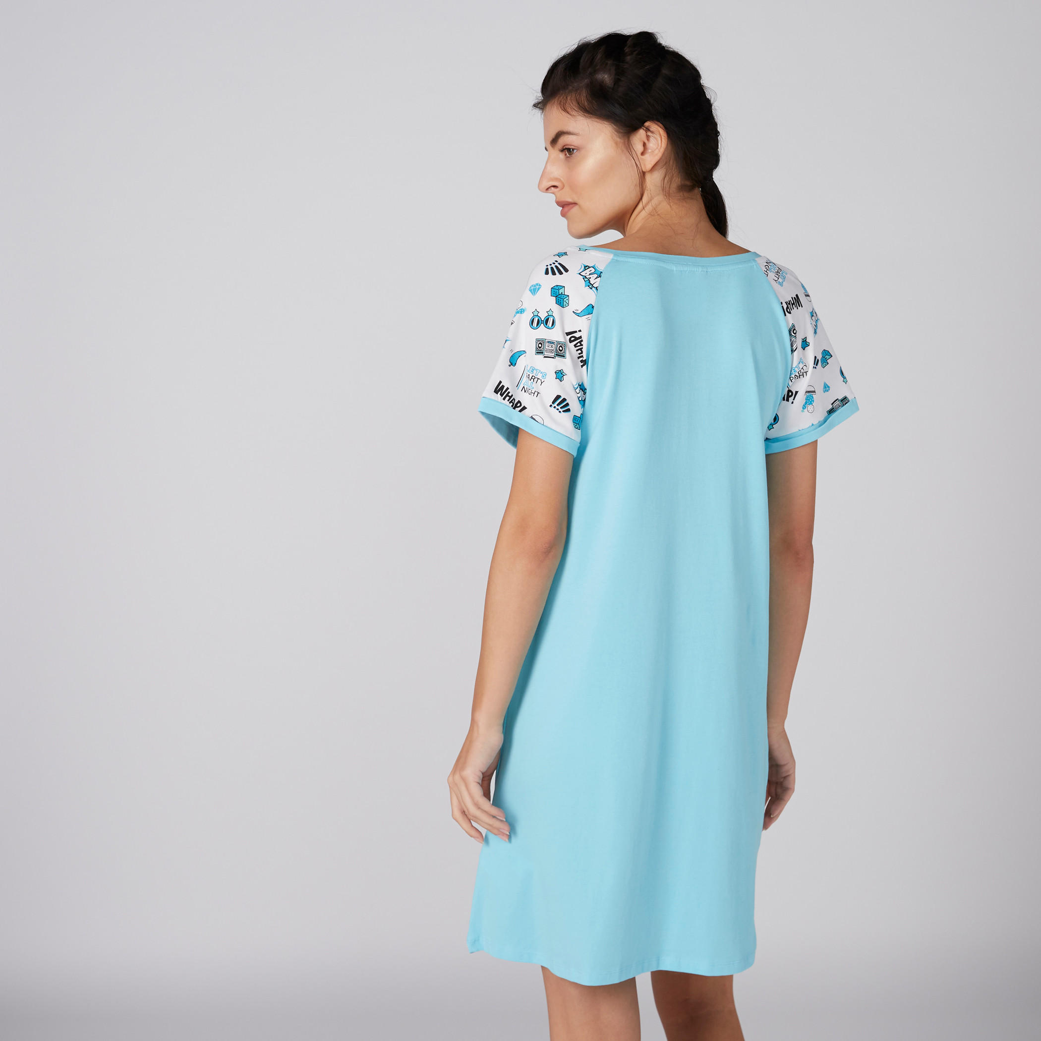 قميص نوم بياقة مستديرة وطبعات - طقم من قطعتين-women-clothing-nightwear-nighties-image-6
