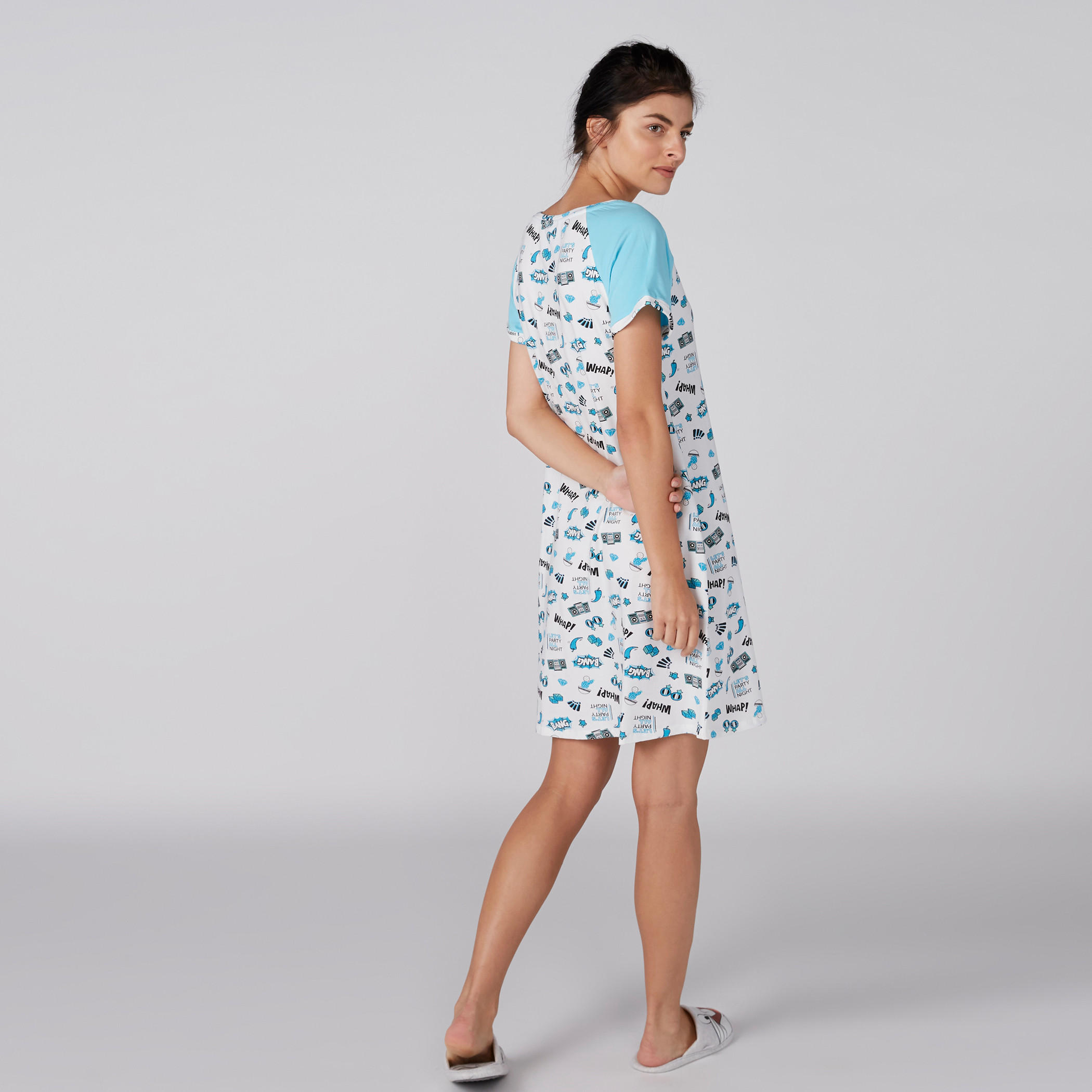 قميص نوم بياقة مستديرة وطبعات - طقم من قطعتين-women-clothing-nightwear-nighties-image-7