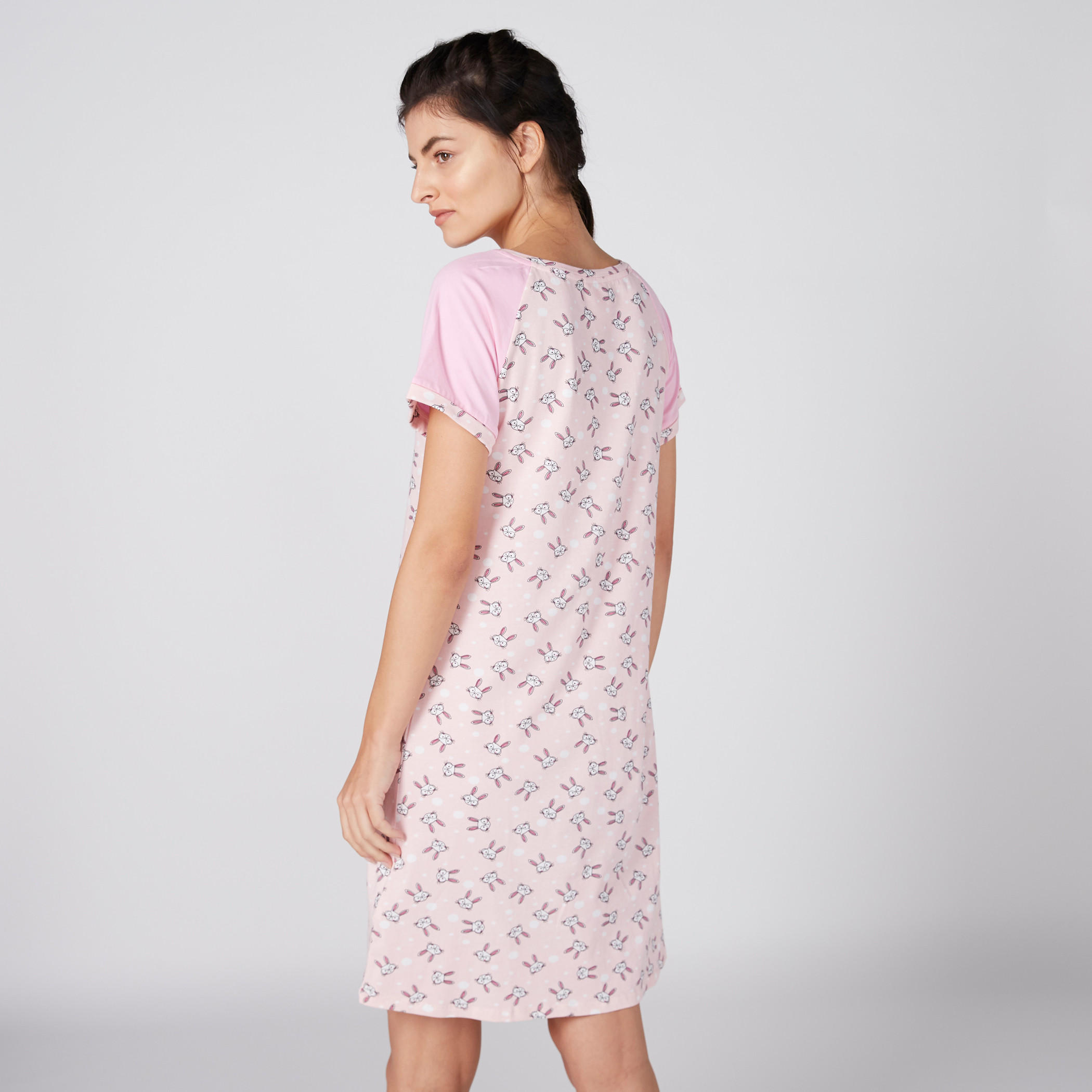 قميص نوم بياقة مستديرة وطبعات - طقم من قطعتين-women-clothing-nightwear-nighties-image-2