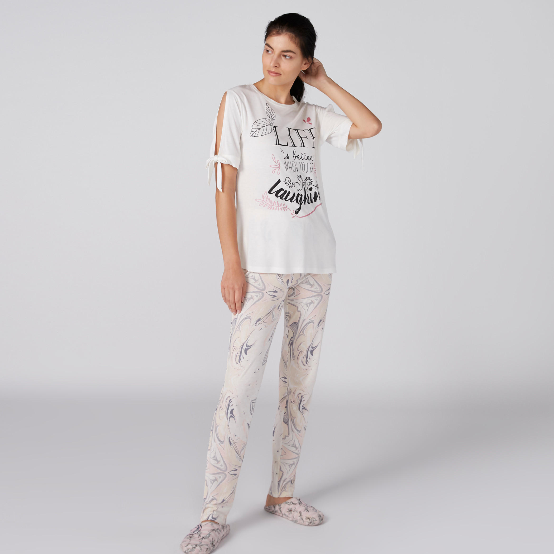 Printed T-Shirt and Pyjama Set-women-clothing-nightwear-pyjamas-longsets-image-3
