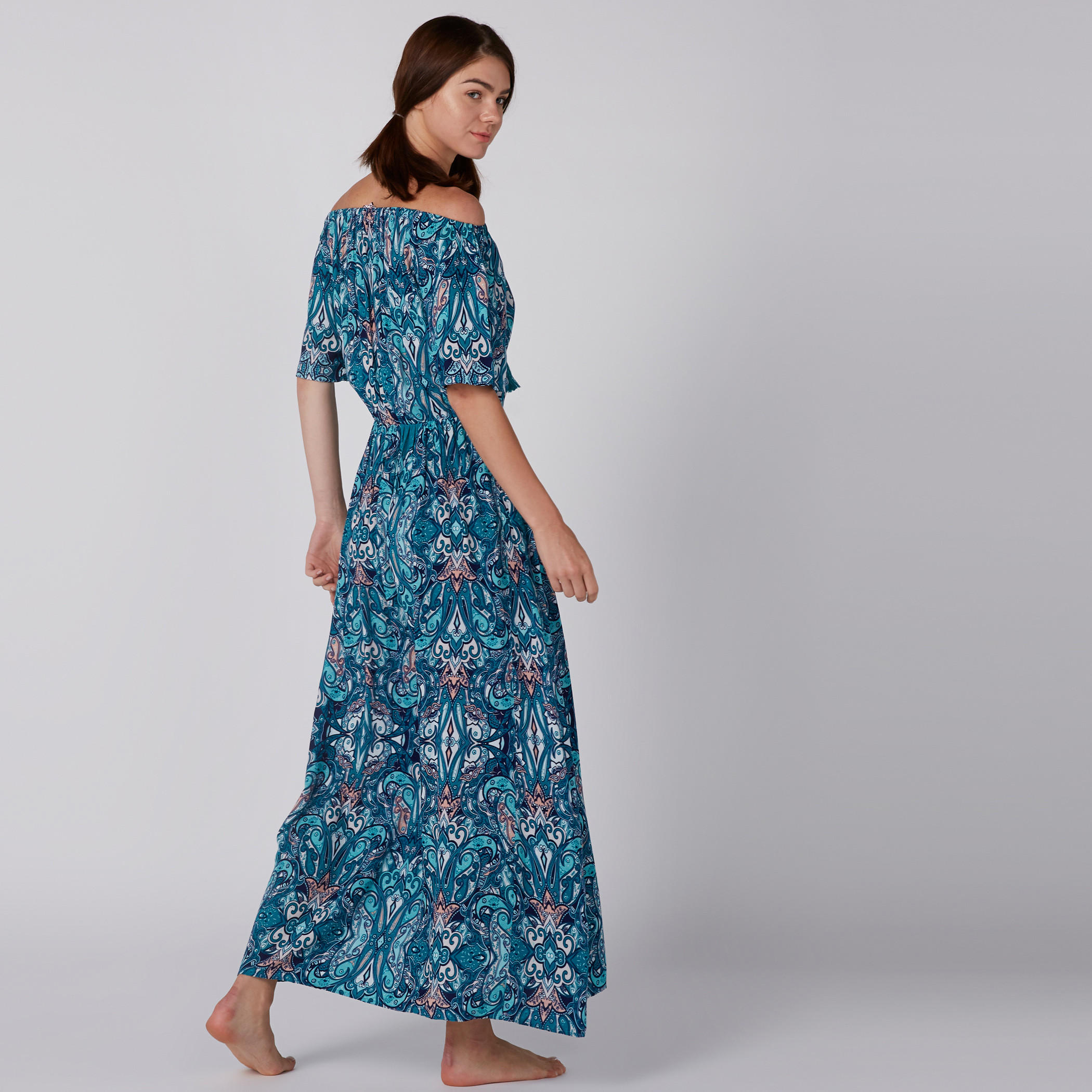 Printed Off Shoulder Maxi Dress with Tie Ups-women-clothing-nightwear-nighties-image-3