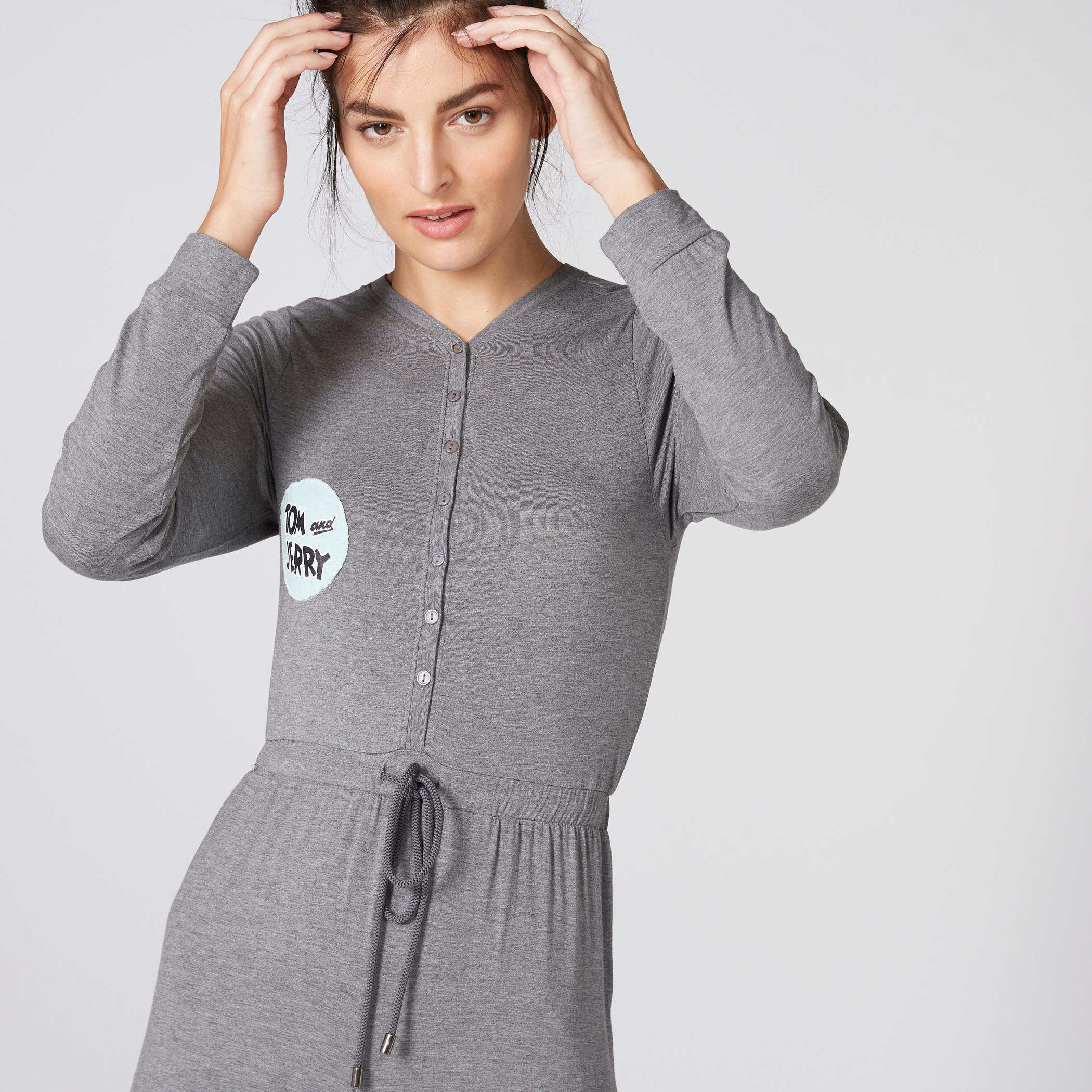 أفرول بأكمام طويلة وأربطة وطبعات توم آند جيري-women-clothing-nightwear-nighties-image-6