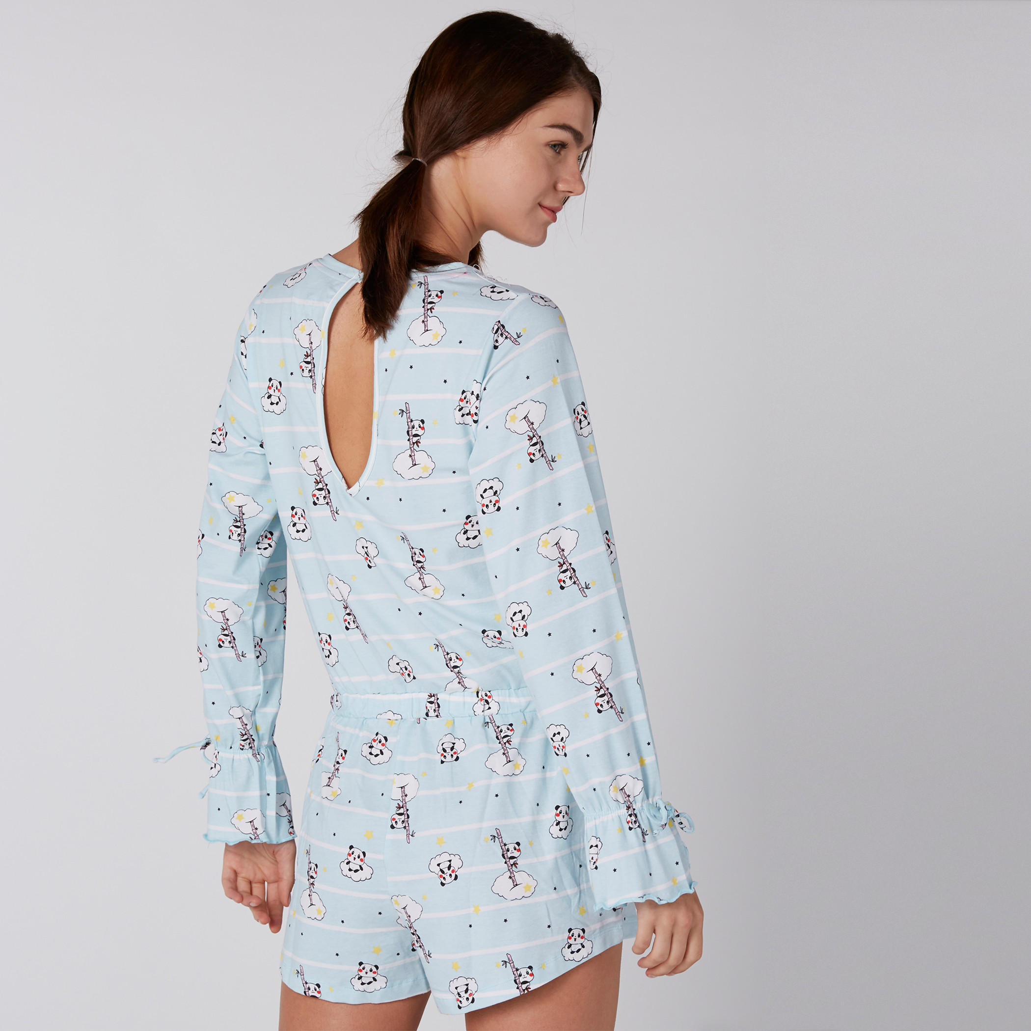 أفرول بطبعات وياقة مستديرة وأكمام طويلة-women-clothing-nightwear-nighties-image-3