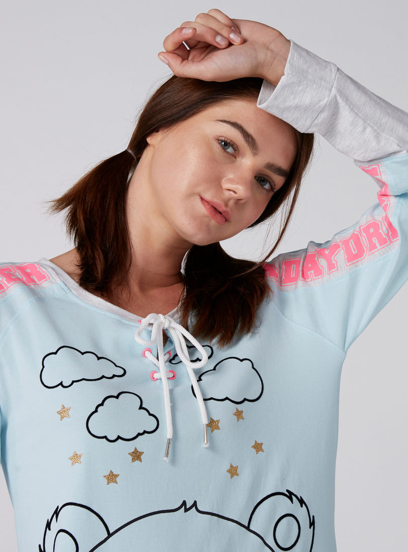 قميص نوم بطبعات وأكمام طويلة وأربطة-women-clothing-nightwear-nighties-image-2