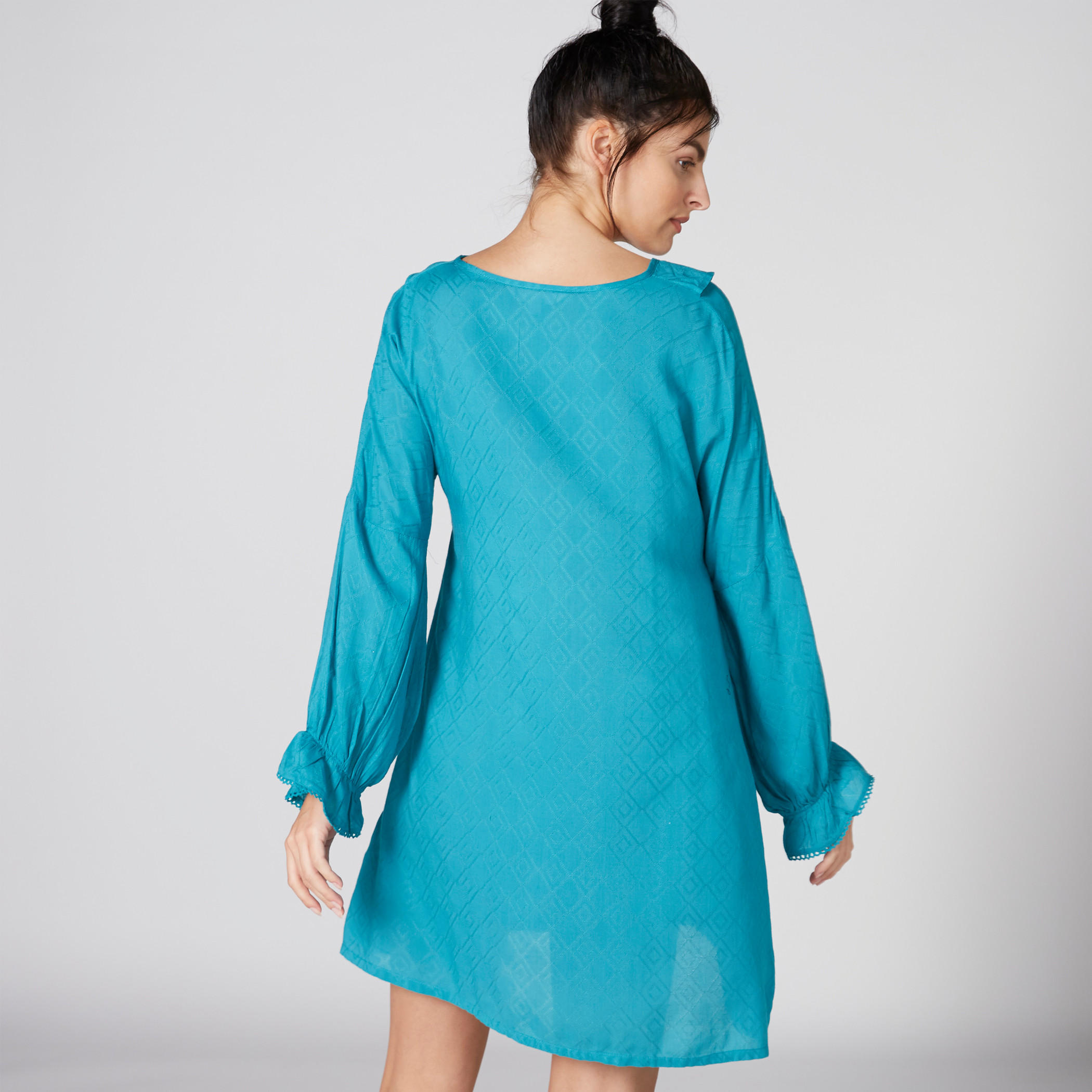 V-Neck Mini Dress with Long Sleeves-women-clothing-nightwear-pyjamas-tops-image-2