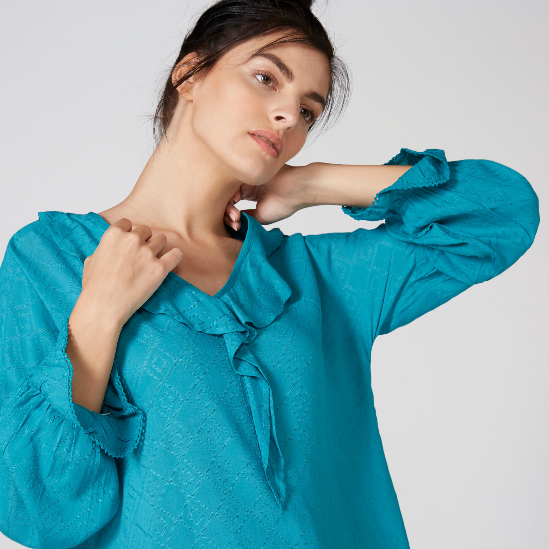 V-Neck Mini Dress with Long Sleeves-women-clothing-nightwear-pyjamas-tops-image-3