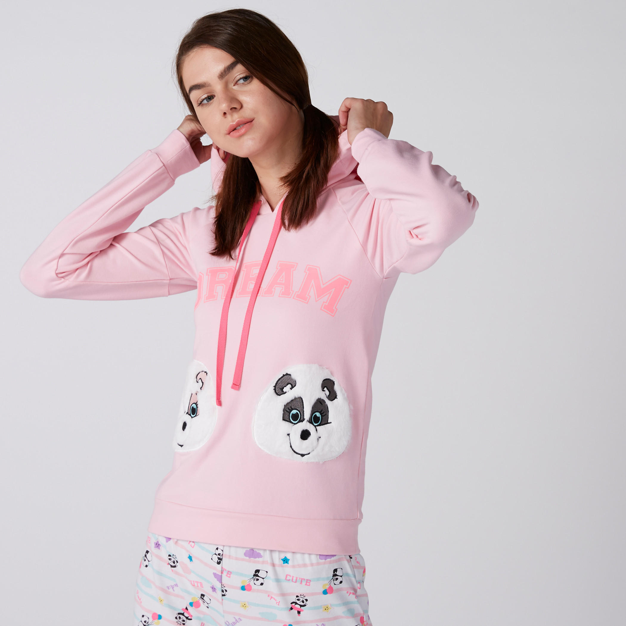 سويت شيرت مطرز بياقة بقبّعة-women-clothing-nightwear-pyjamas-tops-image-2