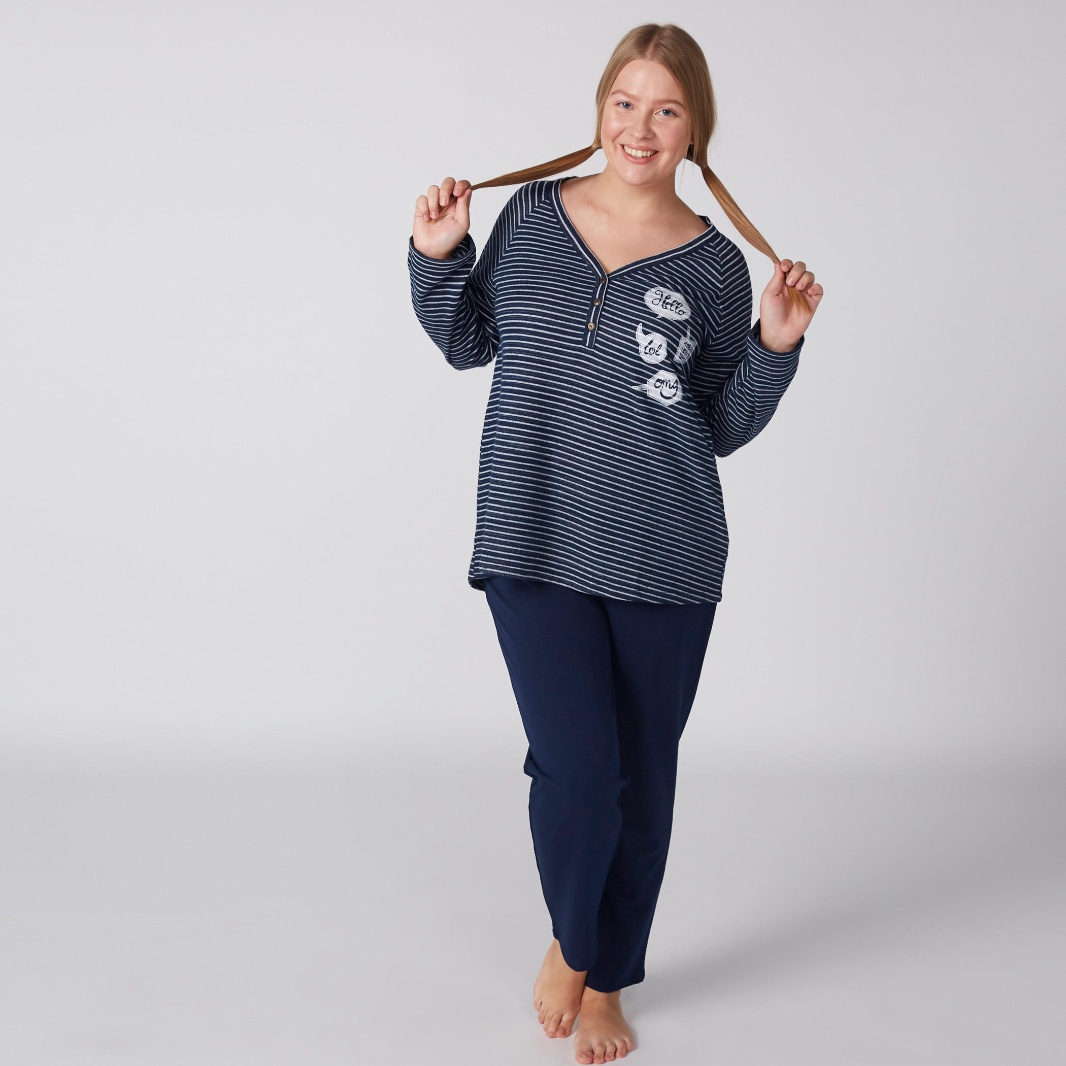 Striped Top and Pyjama Set-women-clothing-nightwear-pyjamas-longsets-image-4