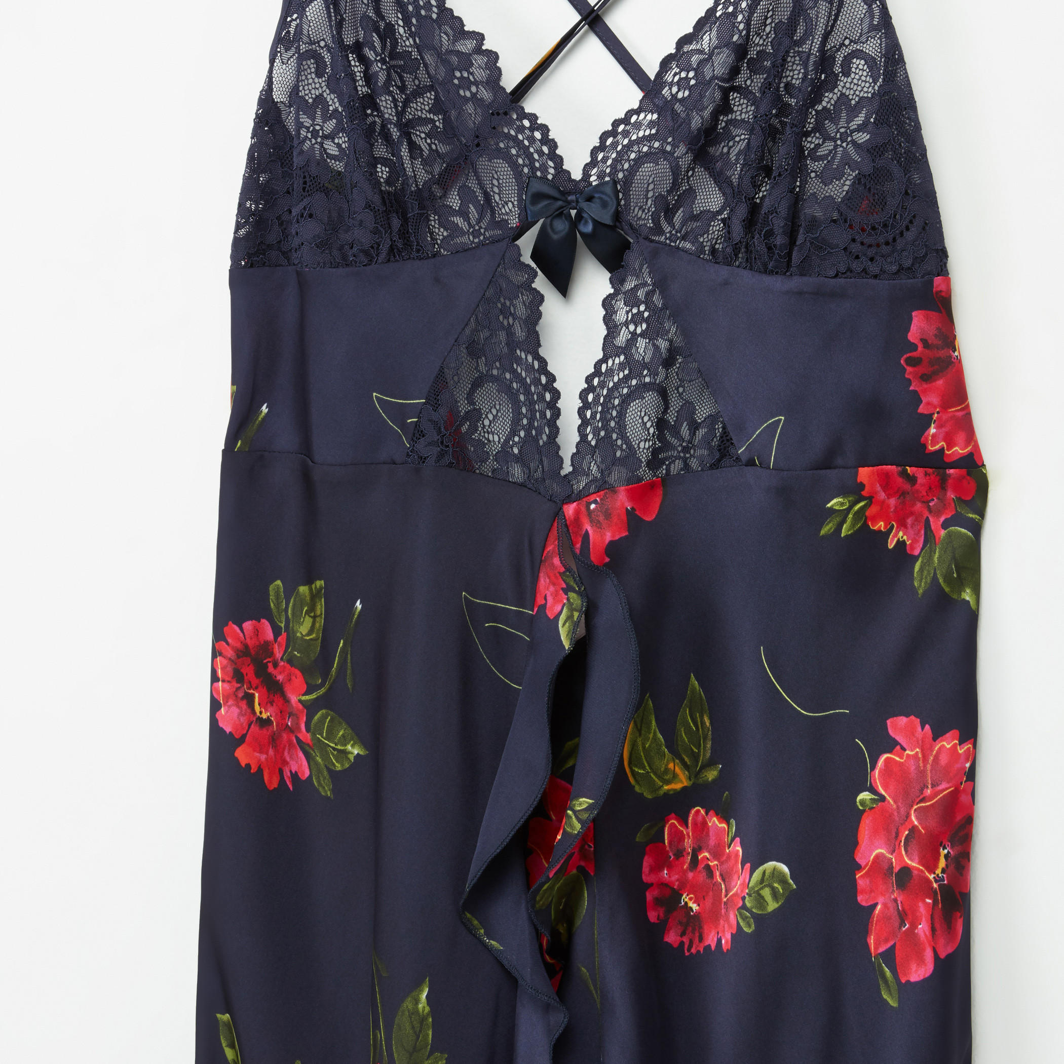 قميص نوم دون أكمام بفيونكة وتفاصيل دانتيل وطبعات-women-clothing-nightwear-nighties-image-3