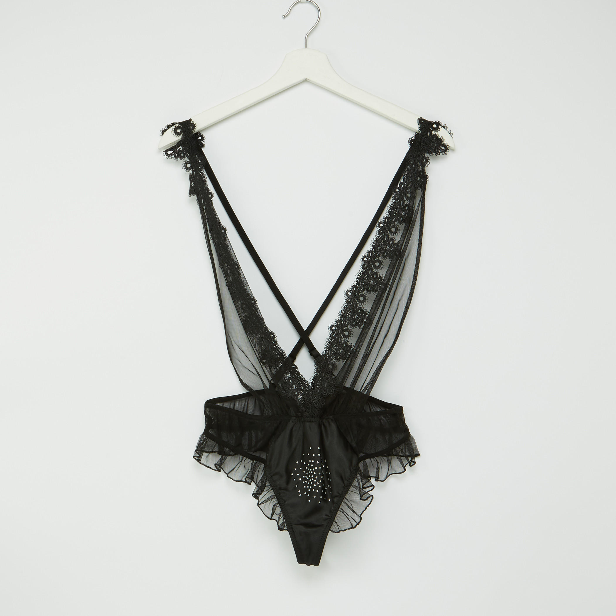 بيبي دول بحمالات قابلة للتعديل وتفاصيل دانتيل-women-clothing-lingerie-babydollsandbodysuits-image-1