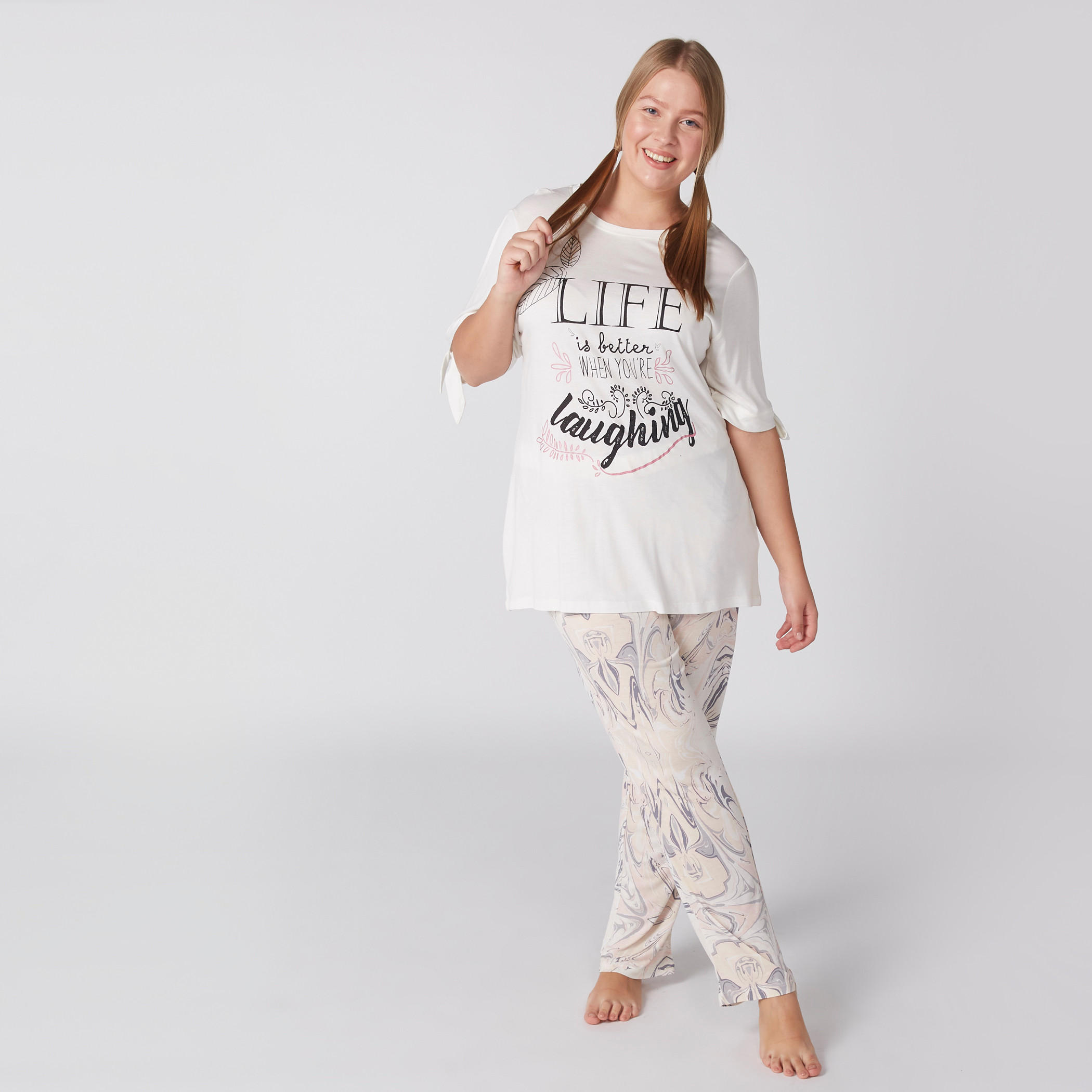 Printed T-Shirt and Pyjama Set-women-clothing-nightwear-pyjamas-longsets-image-1