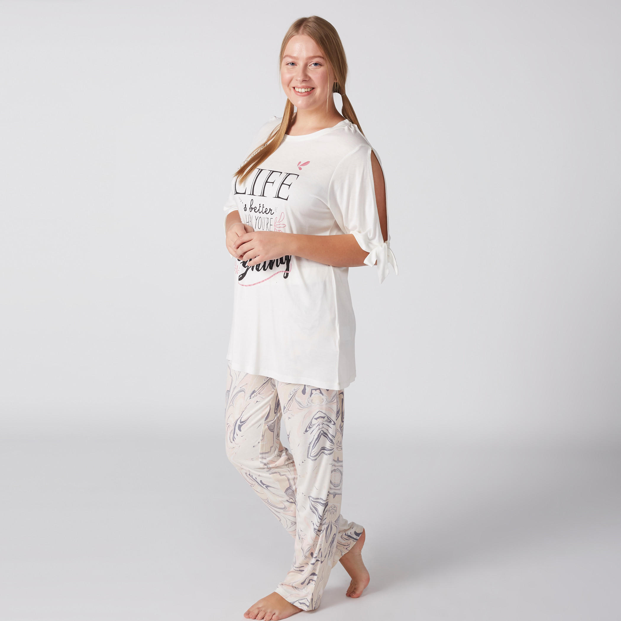 Printed T-Shirt and Pyjama Set-women-clothing-nightwear-pyjamas-longsets-image-3
