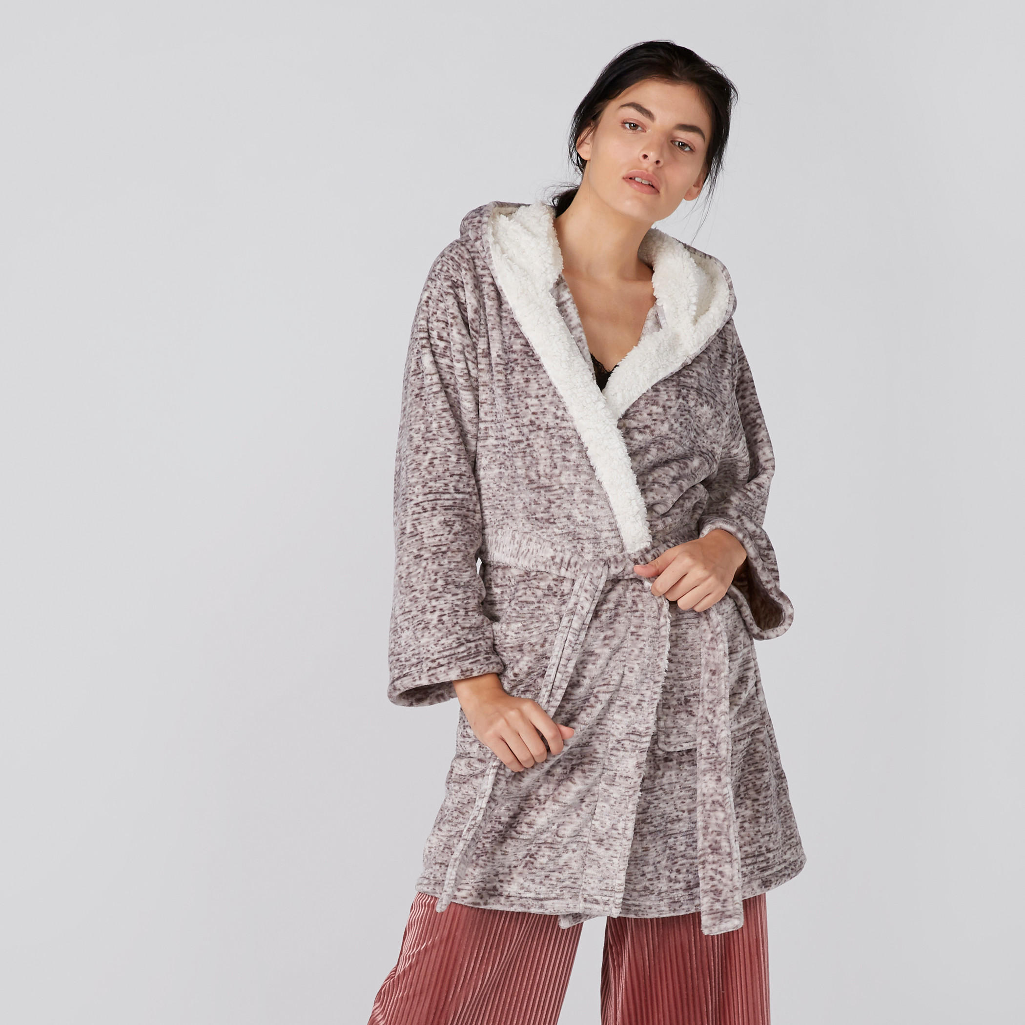 روب بأكمام طويلة ورباط وطبعات وقبعة-women-clothing-nightwear-robes-image-3
