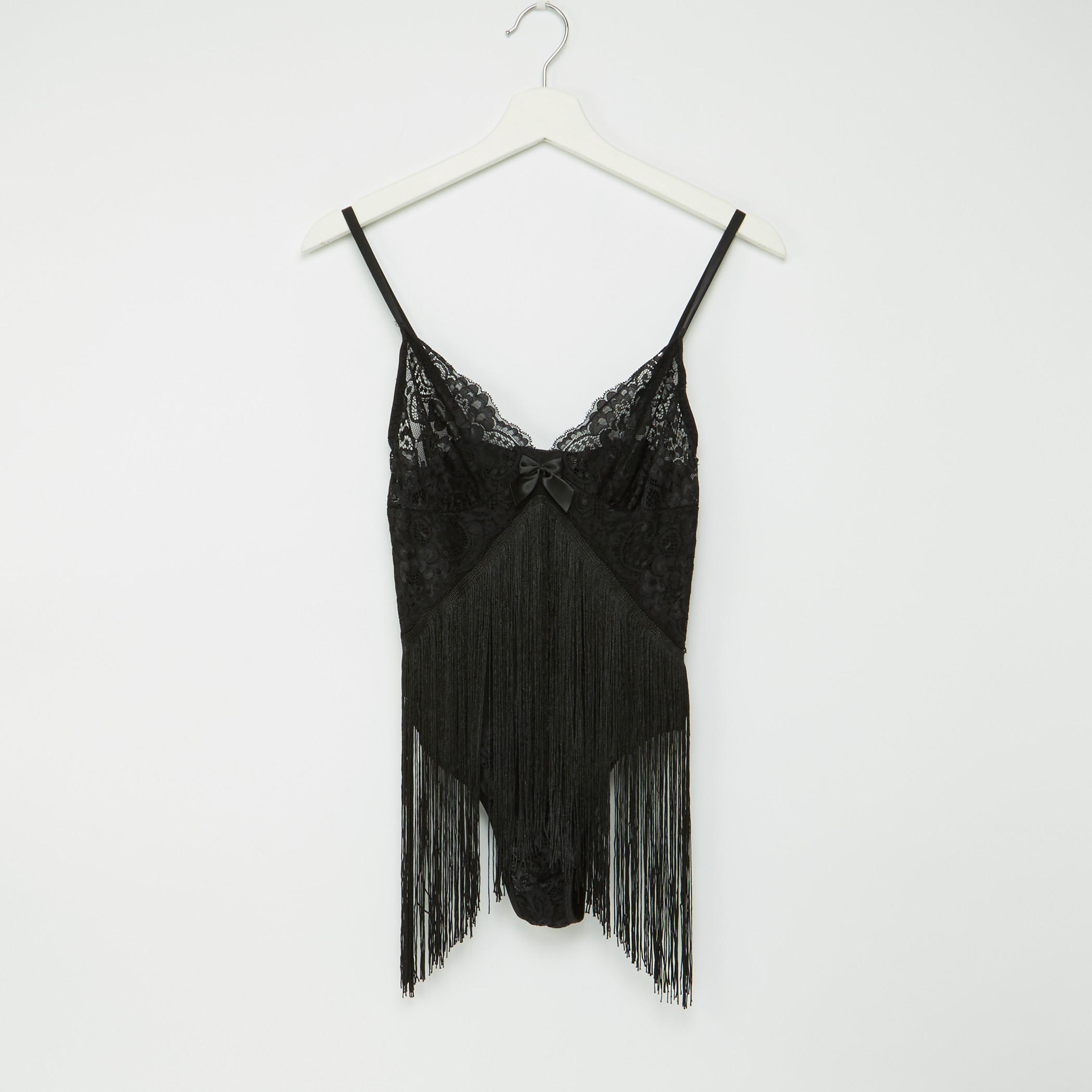 تيدي بحمّالات رفيعة وتفاصيل دانتيل وشراشيب-women-clothing-lingerie-shapewear-image-1