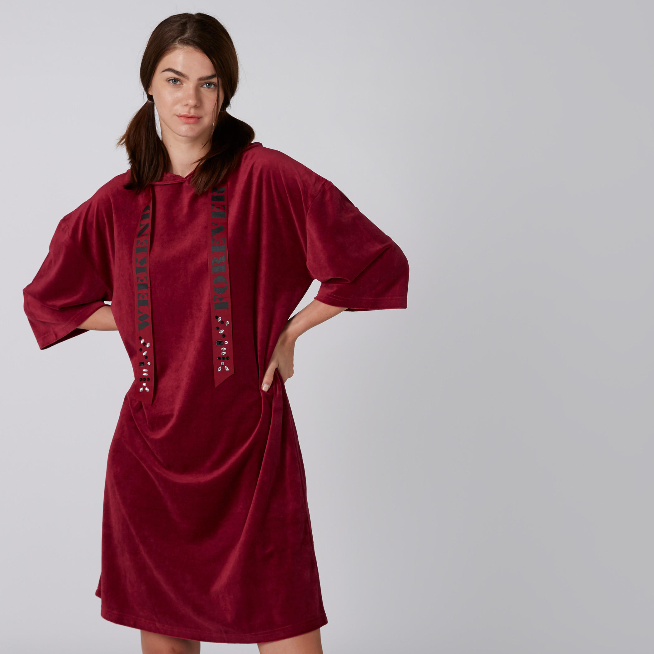قميص نوم بقبعة متصلة وأكمام 3/4-women-clothing-nightwear-nighties-image-1