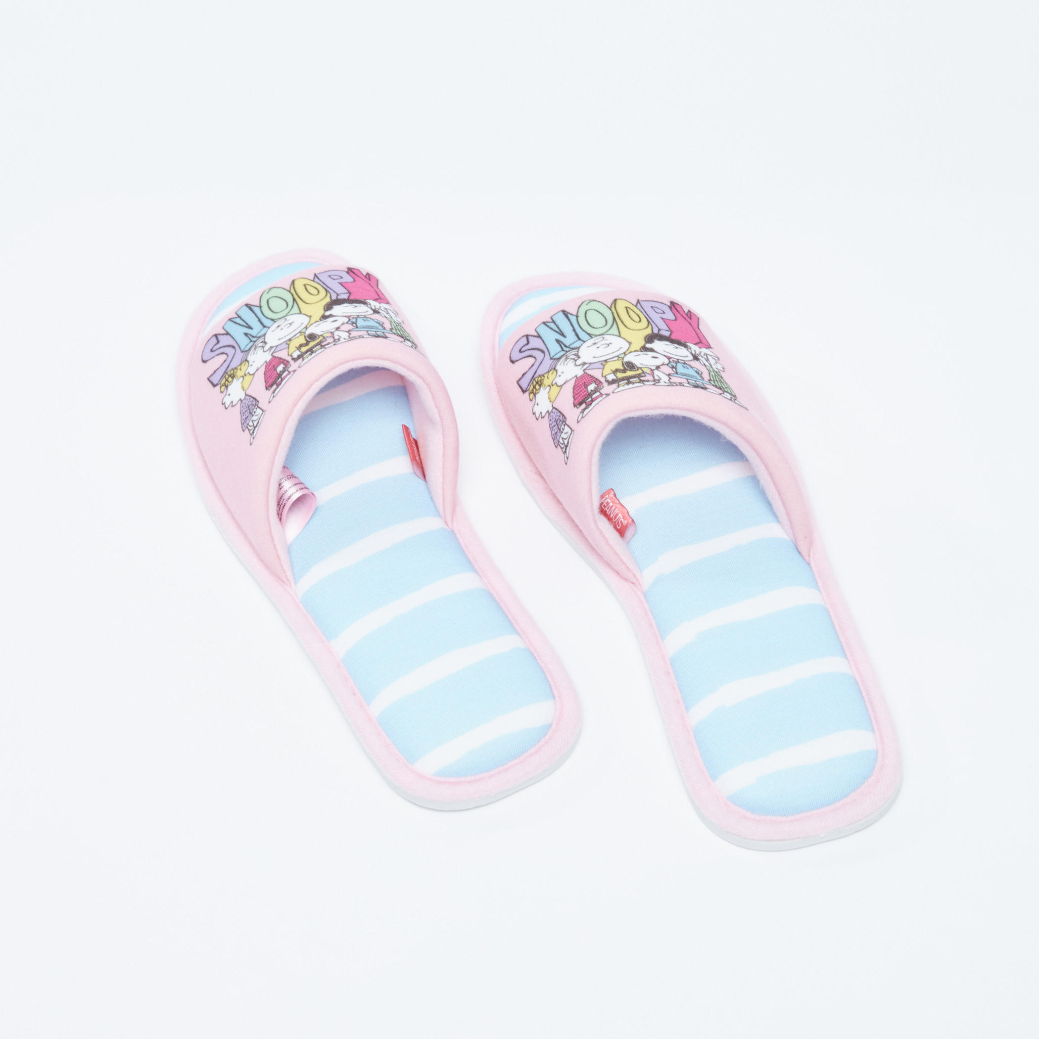 Snoopy Printed Slides with Stripes-women-clothing-nightwear-bedroomslippers-image-2
