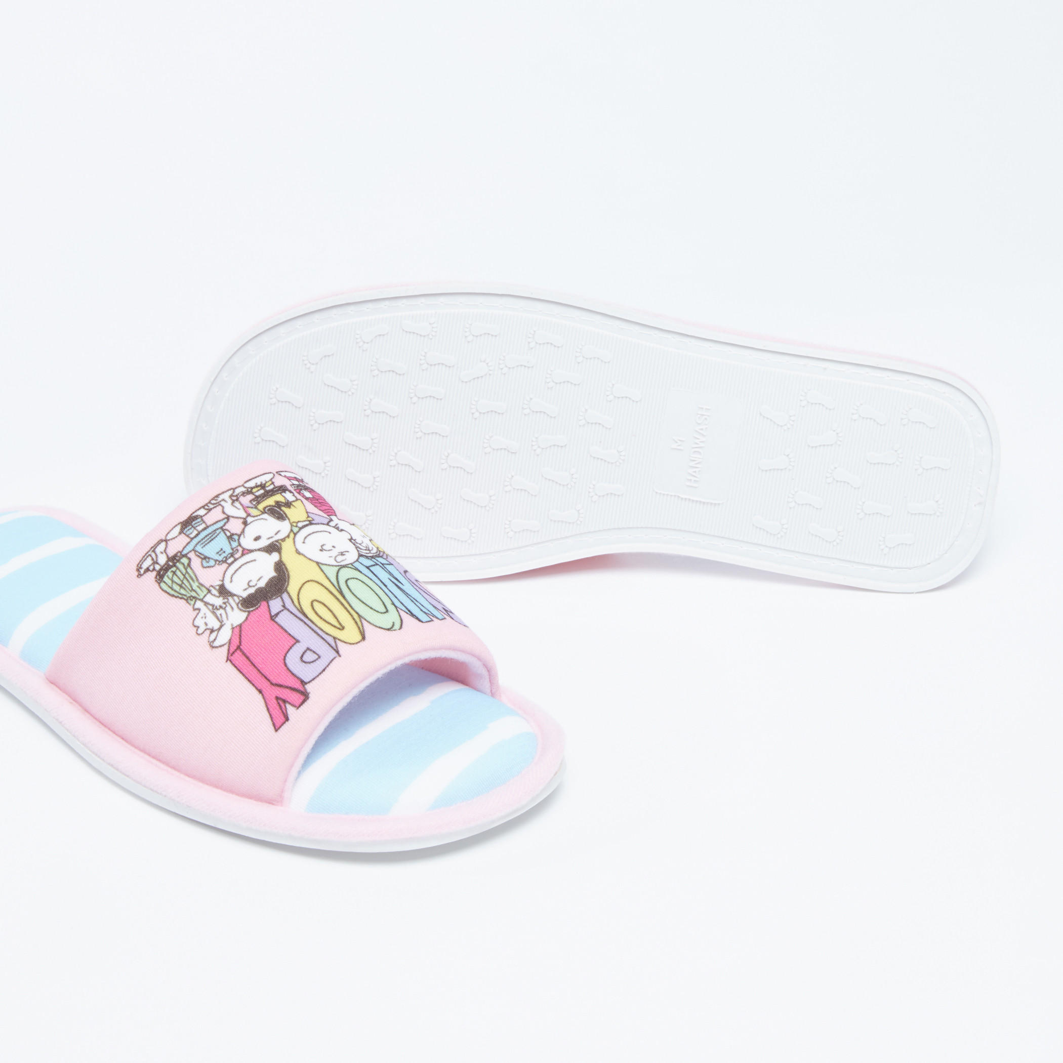 Snoopy Printed Slides with Stripes-women-clothing-nightwear-bedroomslippers-image-4