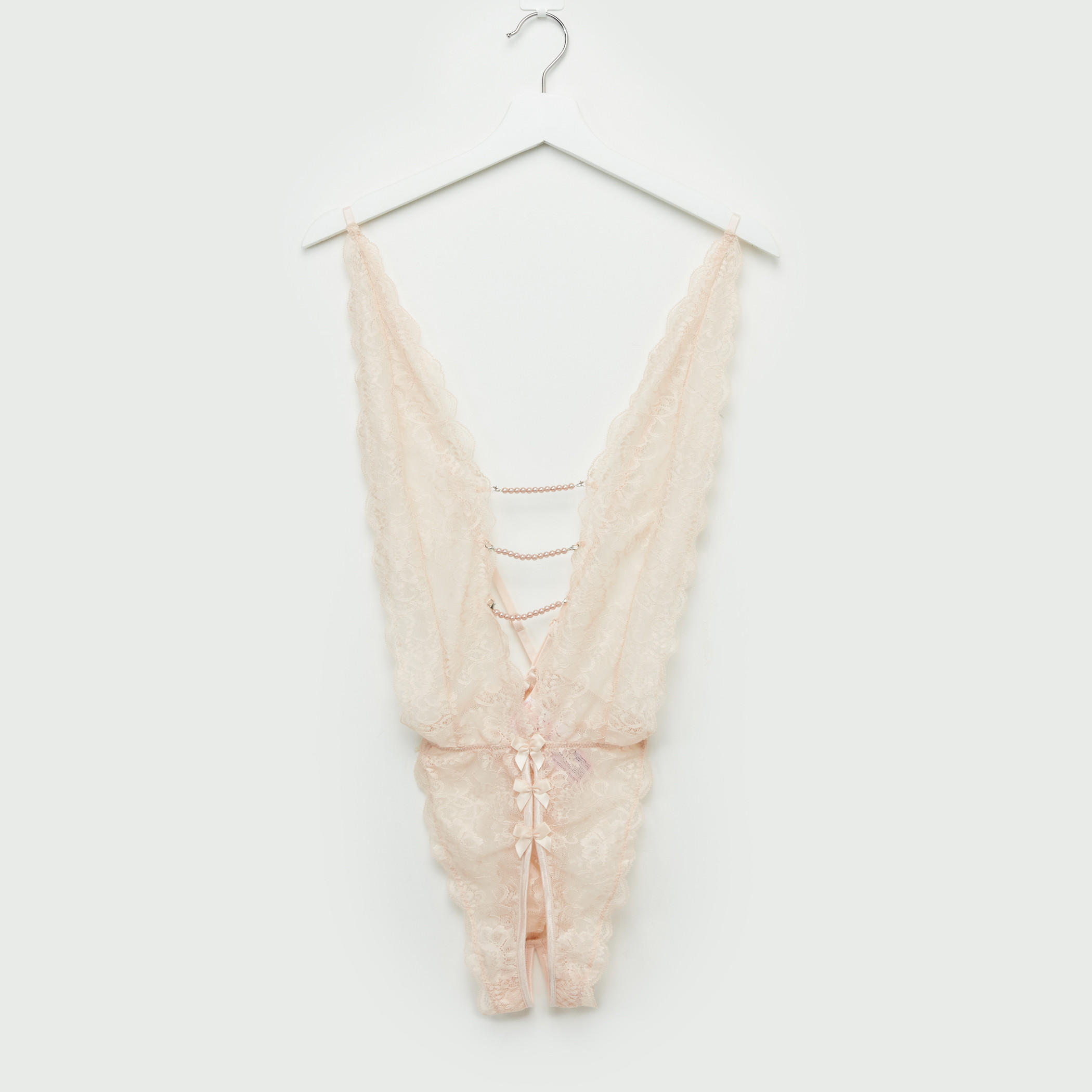 تيدي بتفاصيل دانتيل ولؤلؤ وحمالات متقاطعة-women-clothing-lingerie-babydollsandbodysuits-image-1