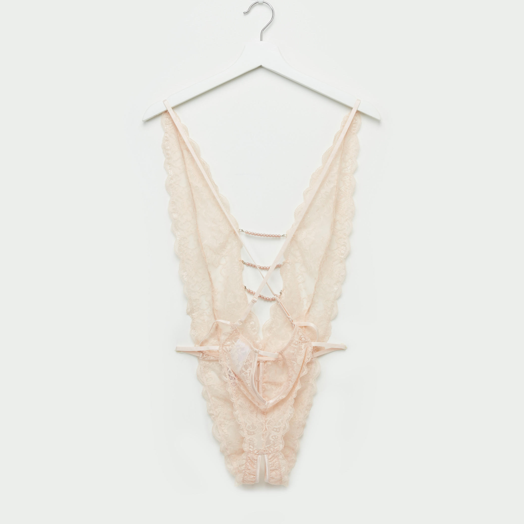 تيدي بتفاصيل دانتيل ولؤلؤ وحمالات متقاطعة-women-clothing-lingerie-babydollsandbodysuits-image-2