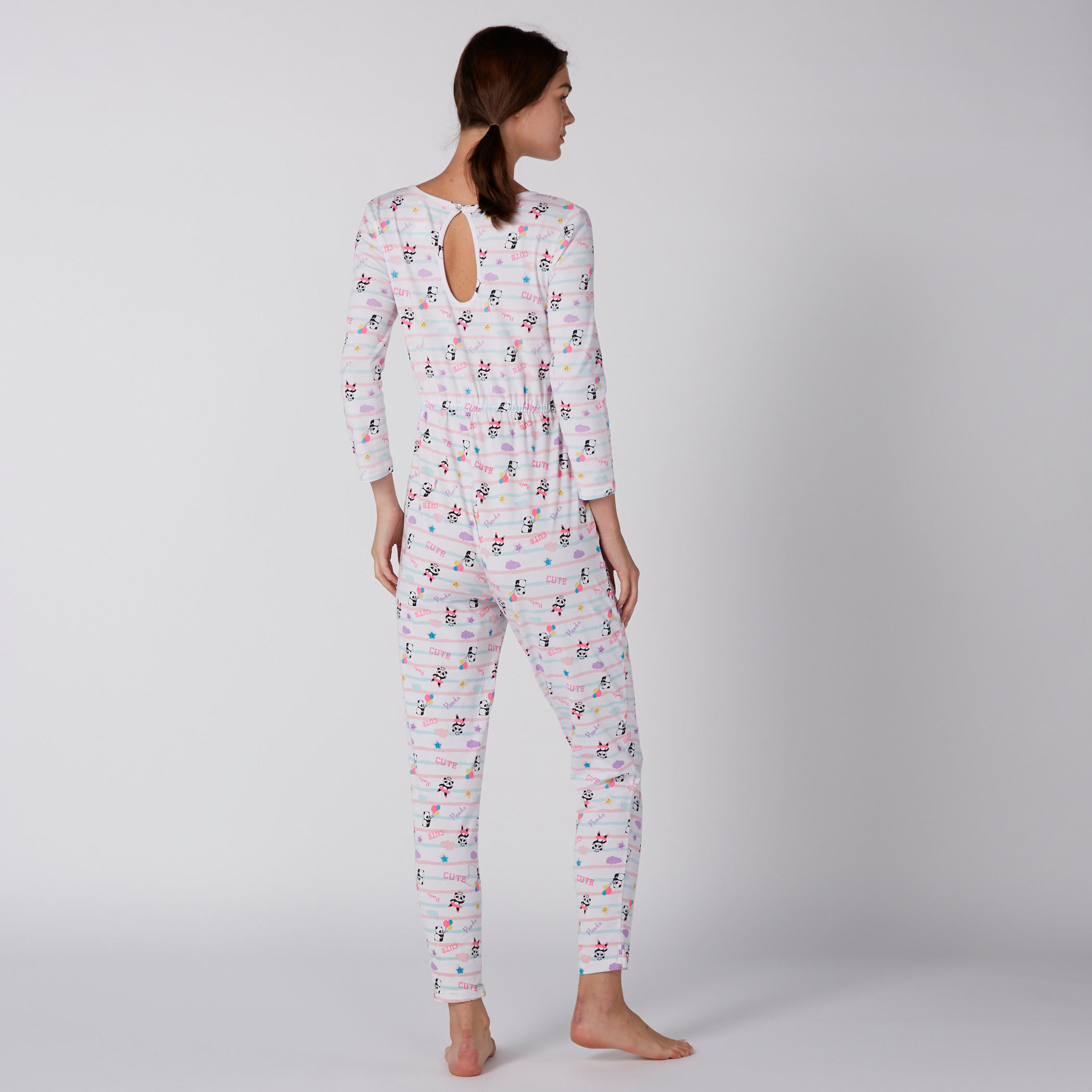 أفرول بطبعات وياقة مستديرة وأكمام طويلة-women-clothing-nightwear-nighties-image-2
