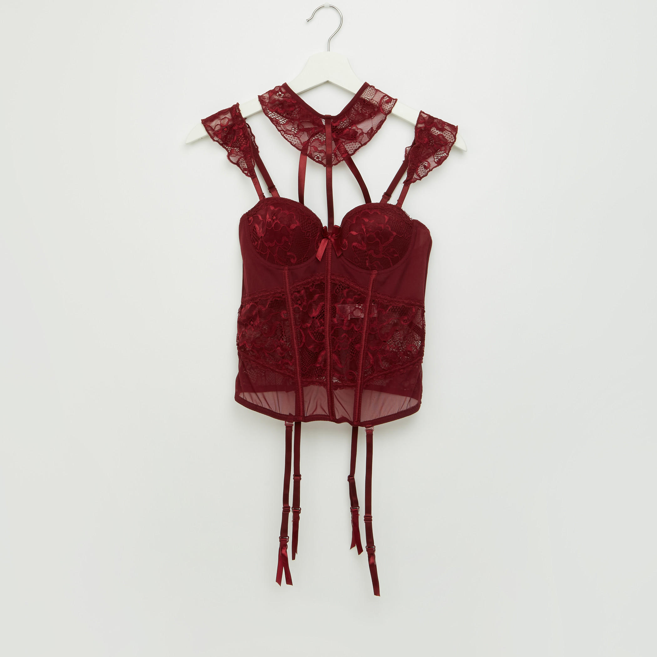 مشد بتفاصيل دانتيل مع سراويل-women-clothing-lingerie-lingeriesets-image-2