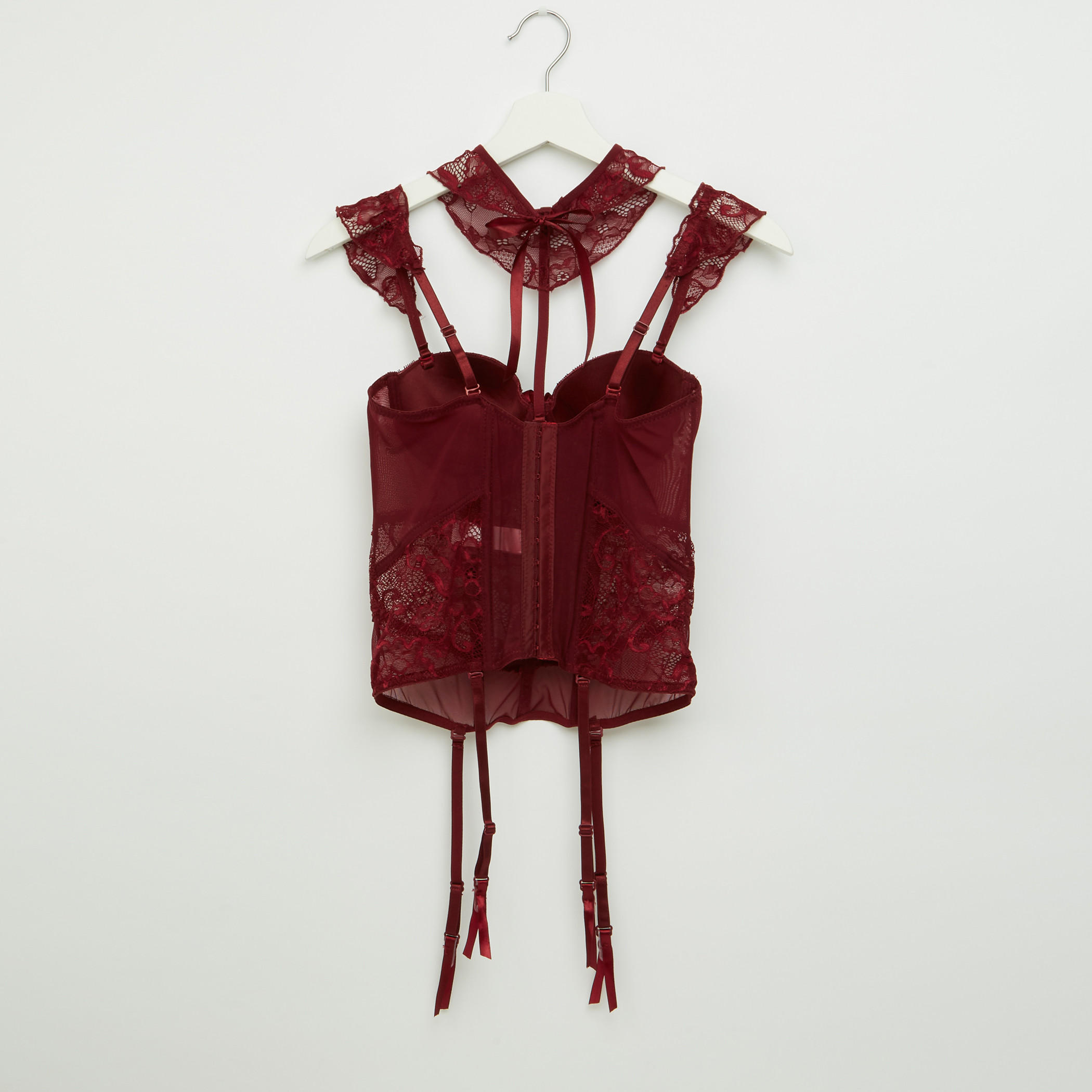 مشد بتفاصيل دانتيل مع سراويل-women-clothing-lingerie-lingeriesets-image-3