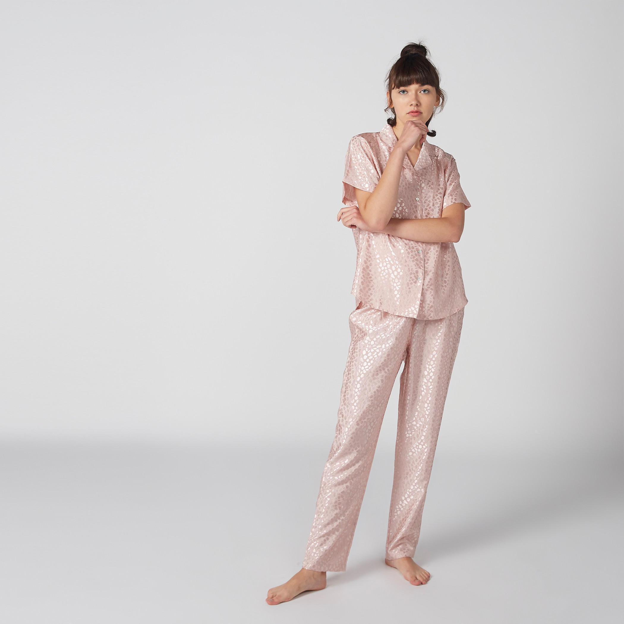 Textured Shirt and Pyjama Set-women-clothing-nightwear-pyjamas-longsets-image-2