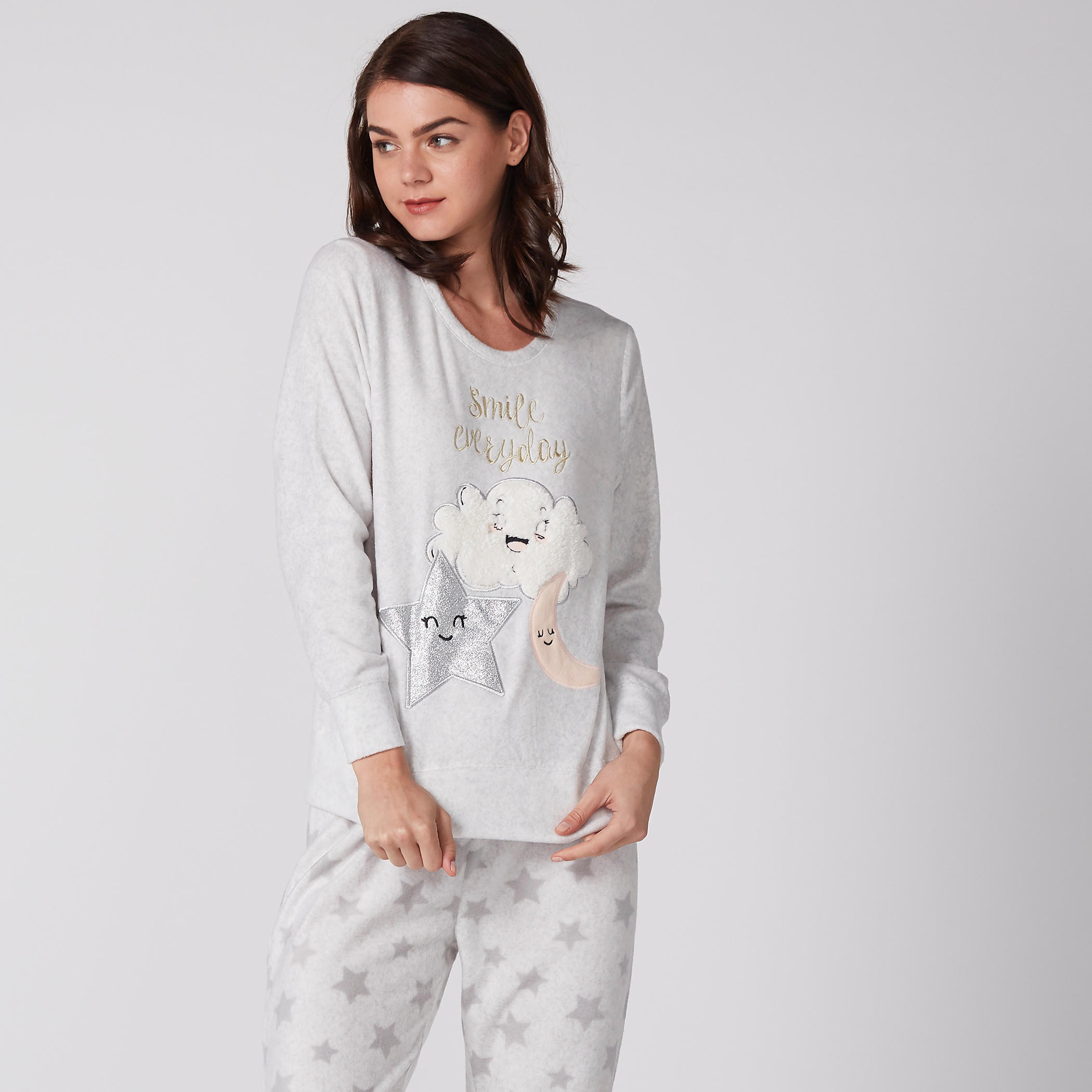 طقم بيجاما وتيشيرت بياقة مستديرة-women-clothing-nightwear-pyjamas-longsets-image-2