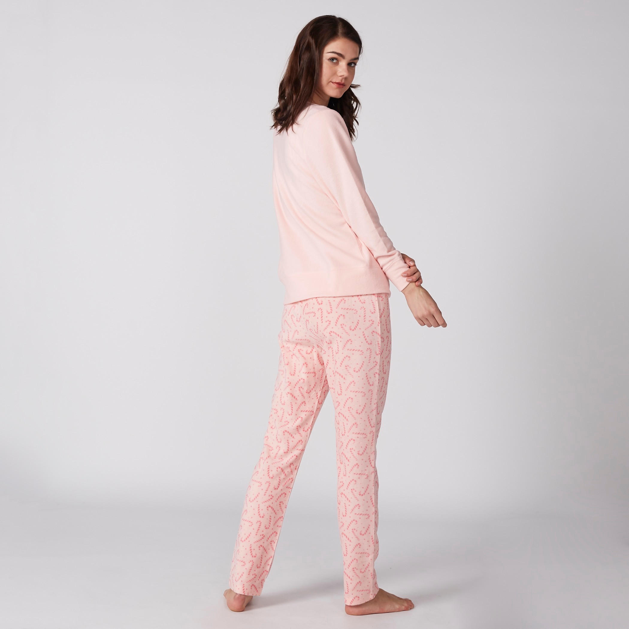 Embroidered Round Neck T-Shirt and Printed Pyjama Set-women-clothing-nightwear-pyjamas-longsets-image-3
