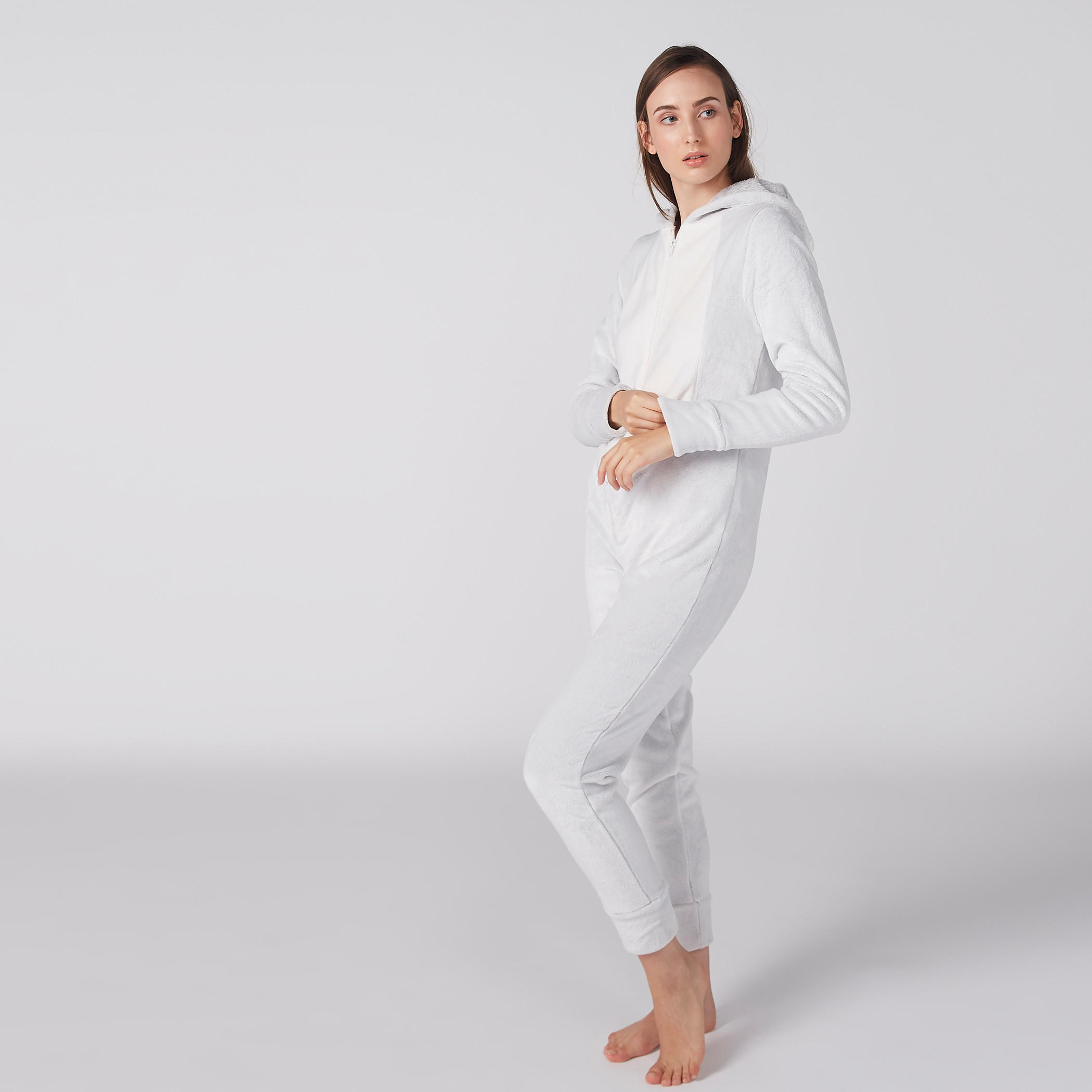 Textured Long Sleeves Jumpsuit with Zip Closure and Hood-women-clothing-nightwear-nighties-image-4