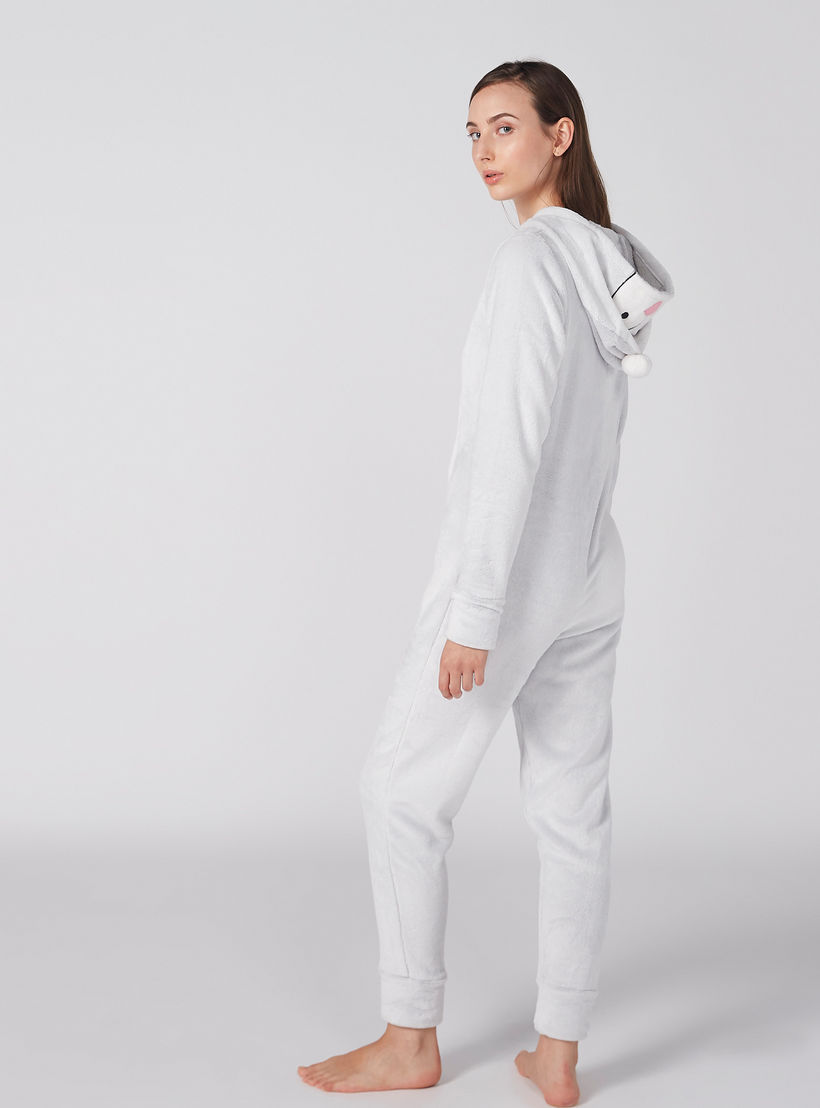 Textured Long Sleeves Jumpsuit with Zip Closure and Hood-women-clothing-nightwear-nighties-image-5