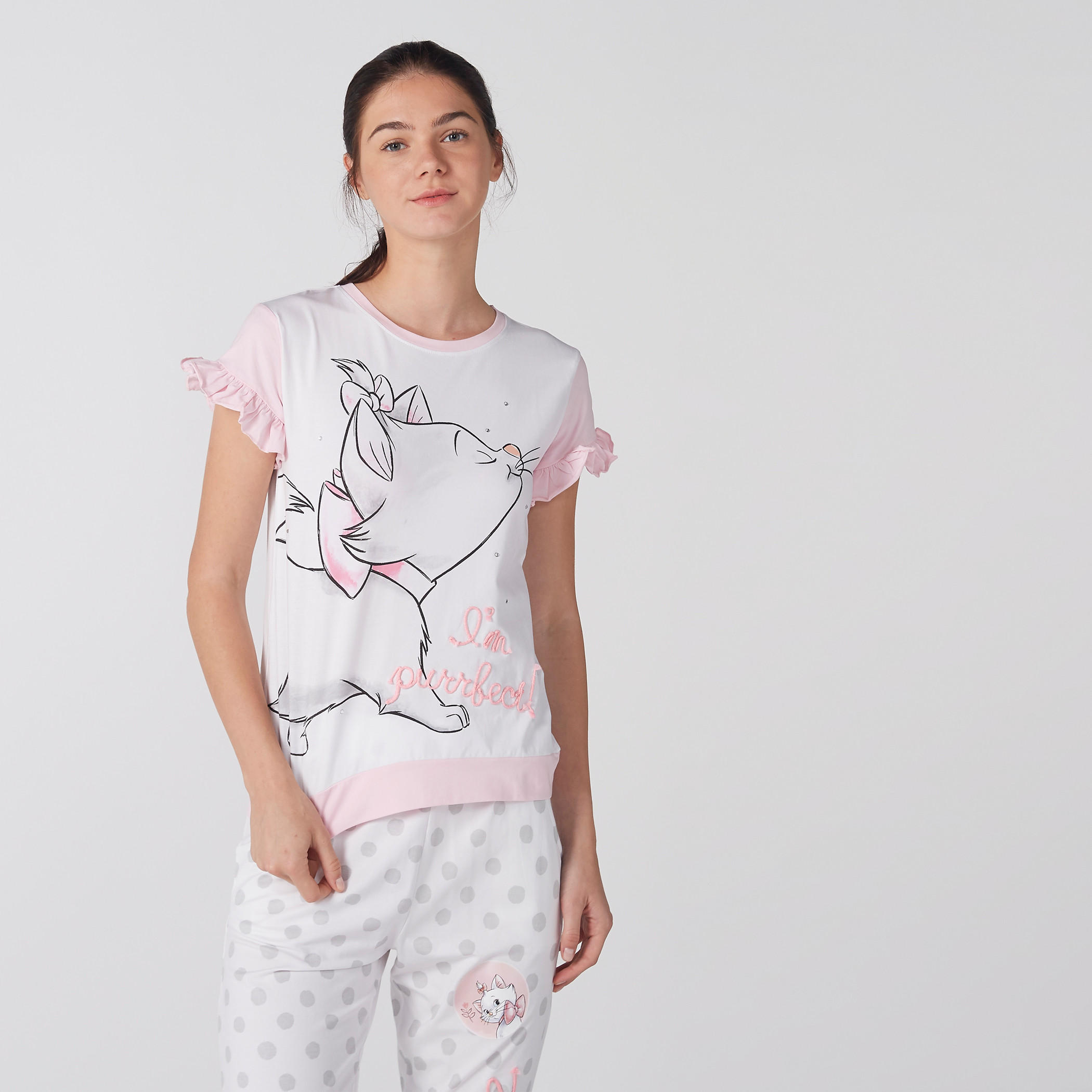 طقم بنطال رياضي وبلوزة بياقة مستديرة وطبعات ماري-women-clothing-nightwear-pyjamas-longsets-image-3