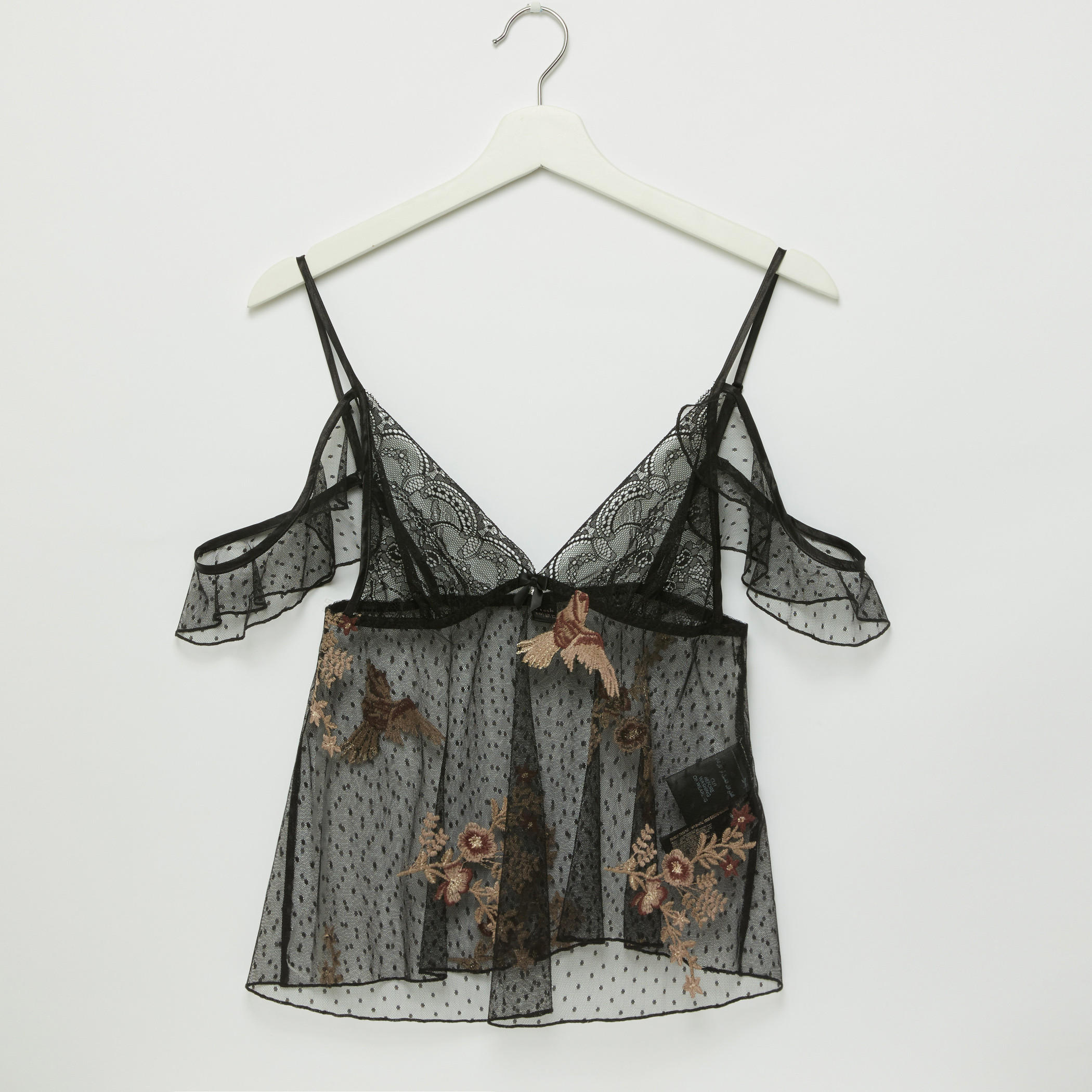 طقم بنطال بيجاما وبلوزة بتفاصيل دانتيل-women-clothing-nightwear-pyjamas-longsets-image-2