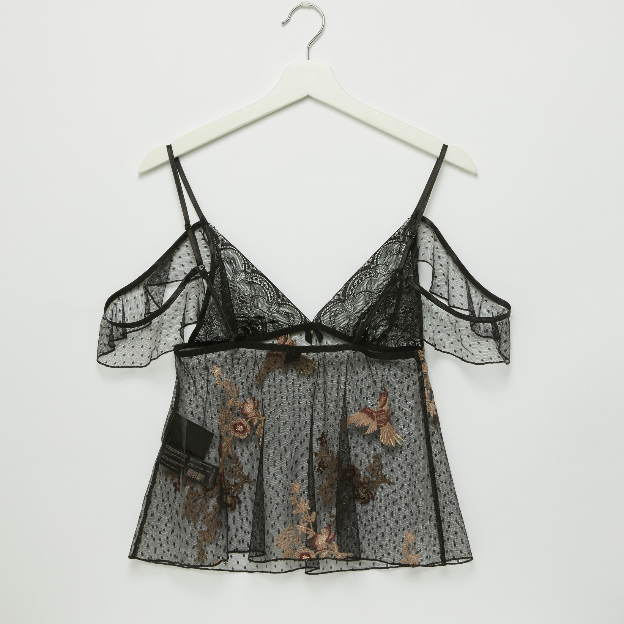 طقم بنطال بيجاما وبلوزة بتفاصيل دانتيل-women-clothing-nightwear-pyjamas-longsets-image-3