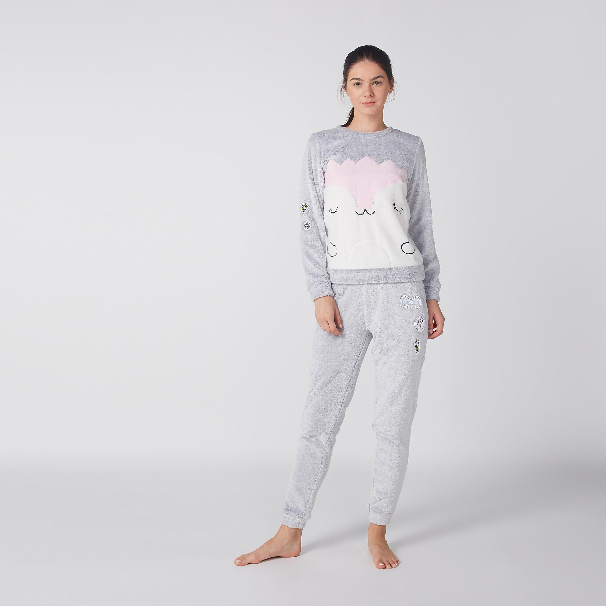 Plush Long Sleeves Sweatshirt with Jog Pants-women-clothing-nightwear-pyjamas-longsets-image-1