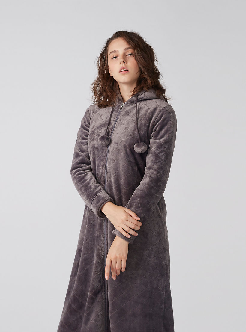 Plush Sleep Dress with Long Sleeves and Hood-women-clothing-nightwear-nighties-image-1
