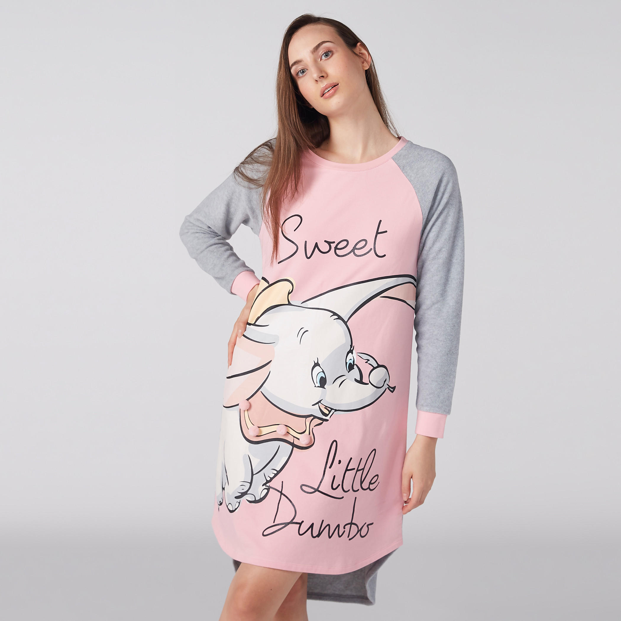 قميص نوم بياقة مستديرة وأكمام مغايرة وطبعات-women-clothing-nightwear-nighties-image-3