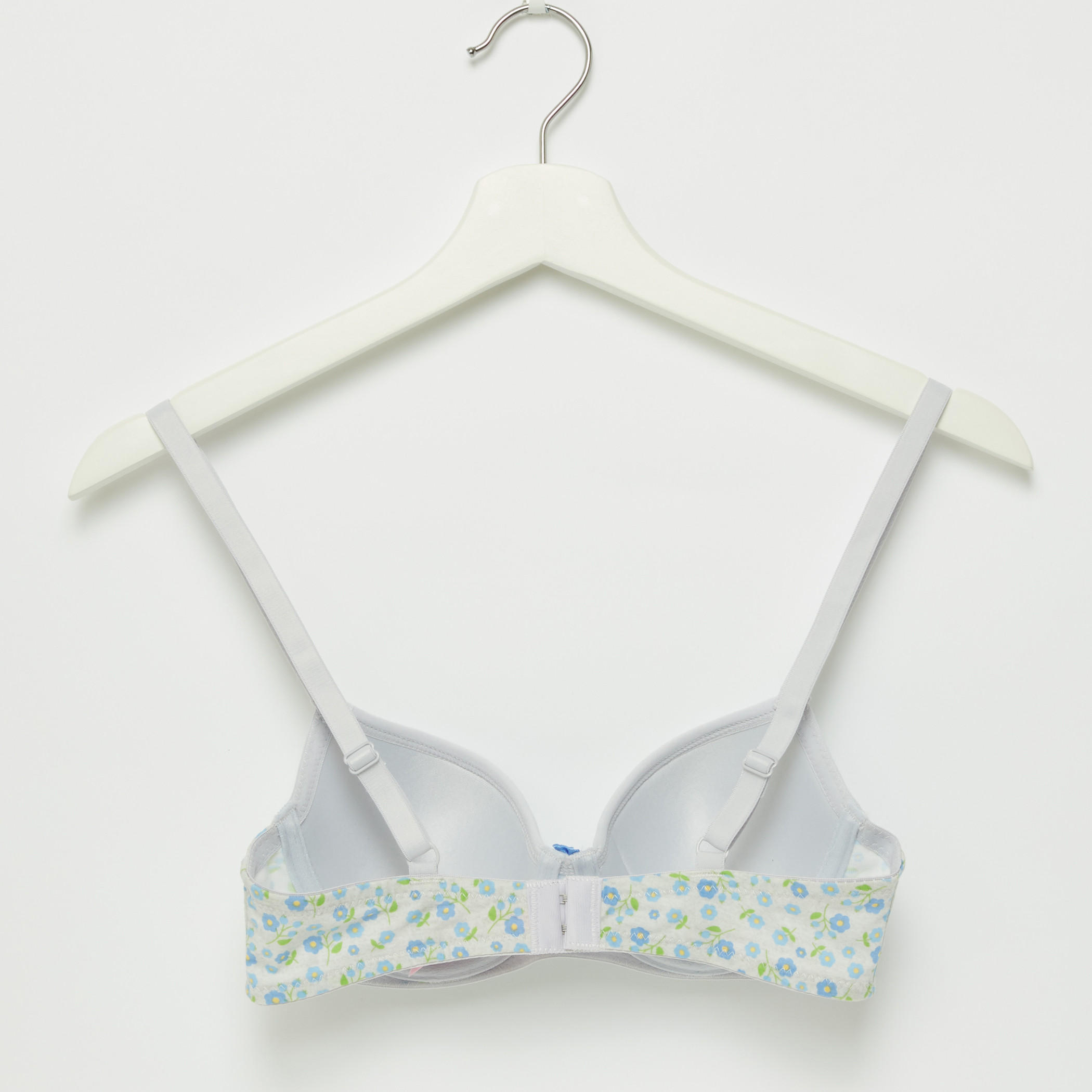 Printed Padded Bra with Bow Detail and Hook and Eye Closure-women-clothing-lingerie-bras-image-2