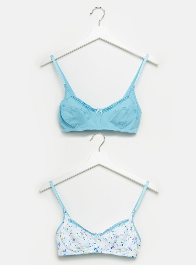 صدريّة بمشبك إغلاق وتفاصيل دانتيل - طقم من قطعتين متنوعتين-women-clothing-lingerie-bras-image-1